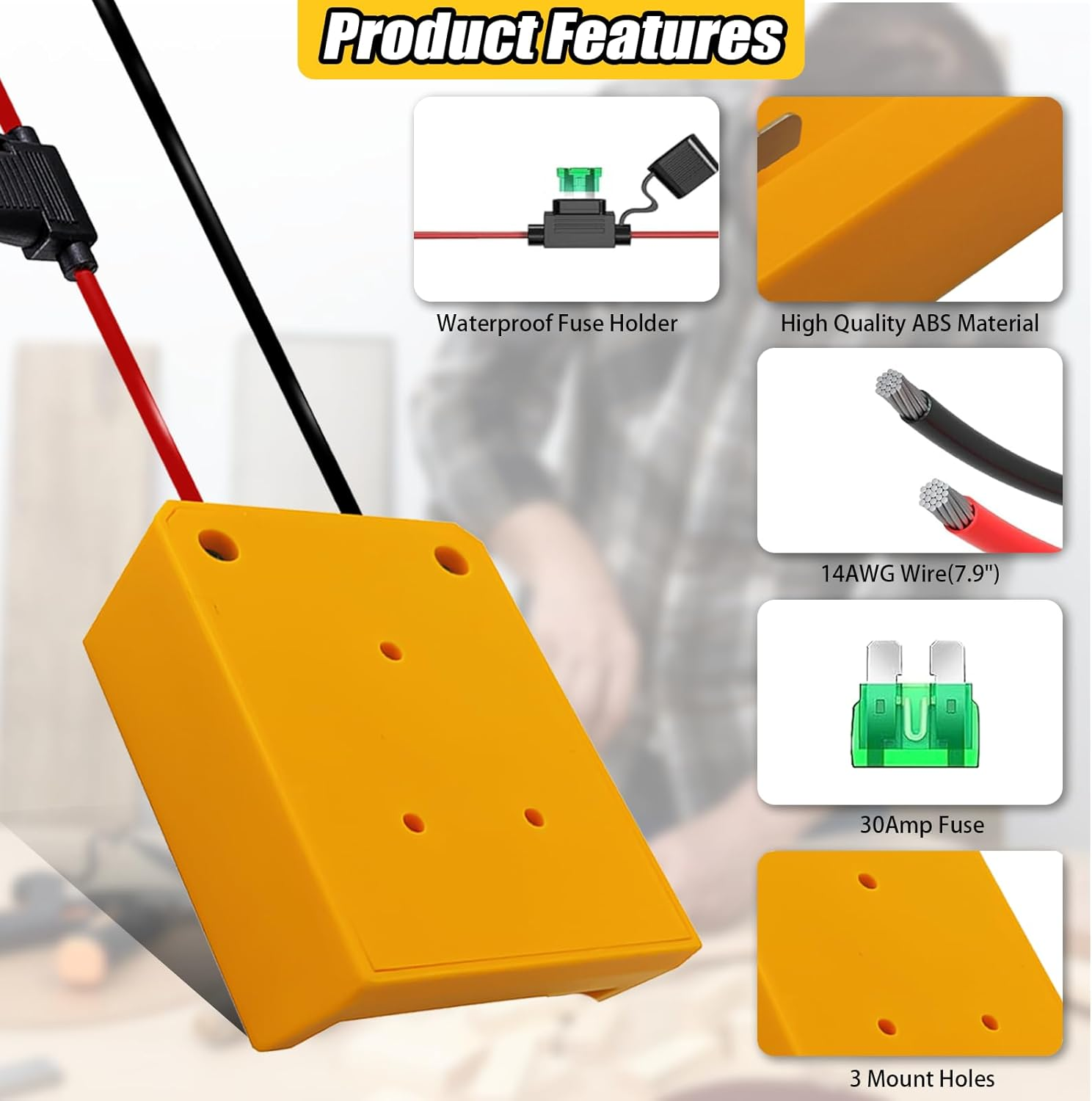 2Packs Power Wheel Adapter for Dewalt 20V Battery Adapter, Battery Converter Kit with Switch & Fuses & Wire Terminals, 14AWG Wire, Power Connector for DIY Rc Car Toys, Robotics and Rc Truck image number 4