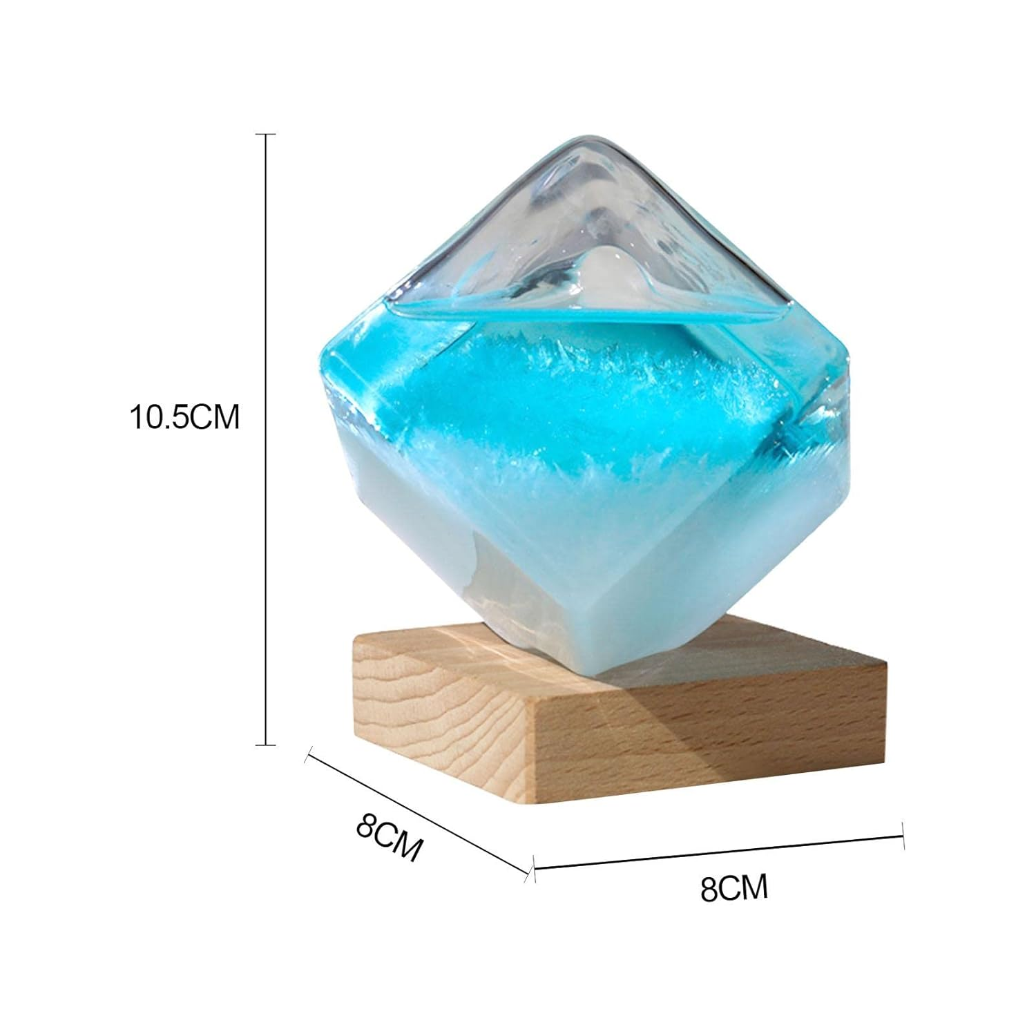 Storm Glass Weather Forecaster - Cube Shape Home Decorative Indoor Station Predictor Cloud, Barometer Office Desktop image number 1