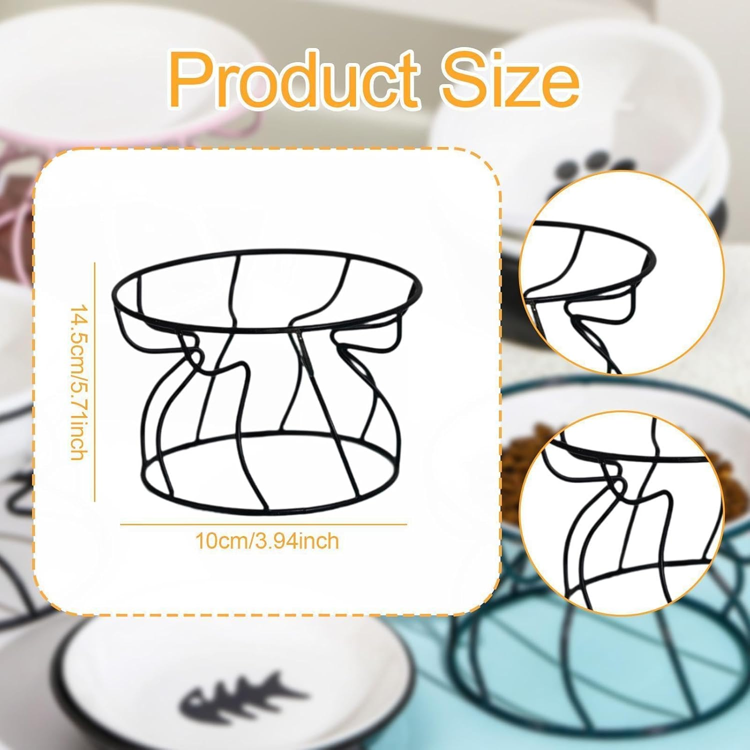 Perfk Elevated Dog Food Dish Holder Raised Cat Bowl Stand Puppy Eating Utensil Ergonomic Non Slip Kitty Metal Stand for Cat Dish, Black - Pink image number 6