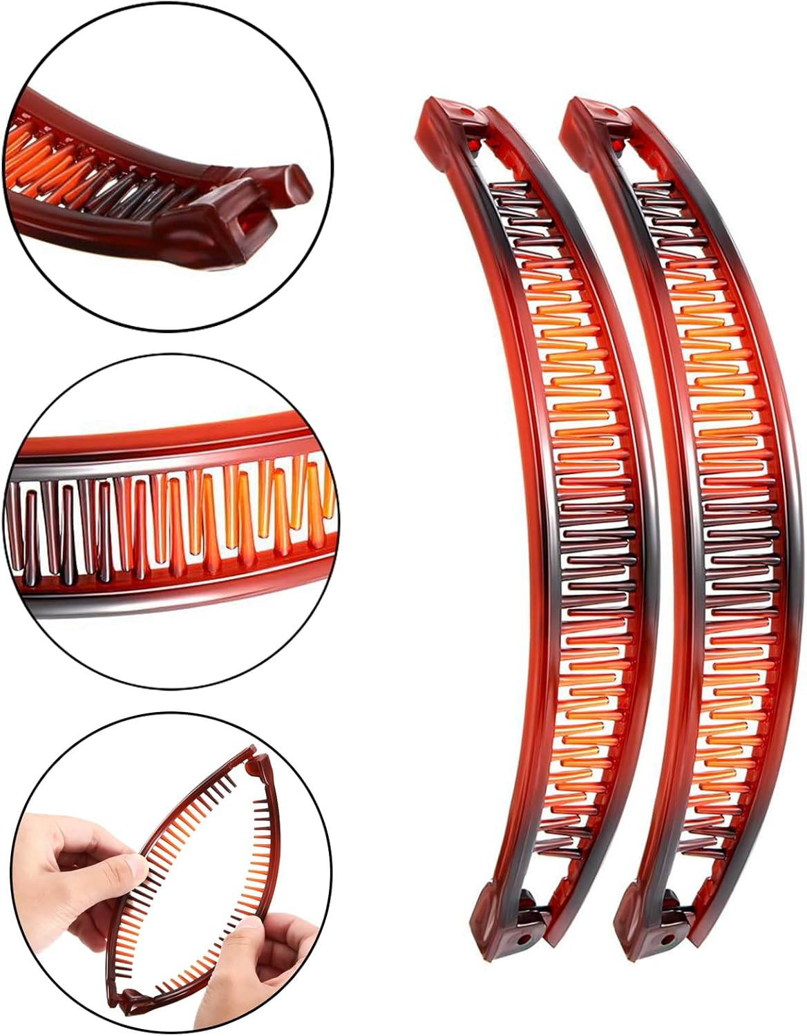 WUDQIJI Banana Hair Clips Banana Clips 12 Pieces Banana Clips Fish Hair Clips Ponytail Hair Holder Banana Fish Tail Hair Clip Wire Combs Comb Clips 4 Styles for Women image number 1