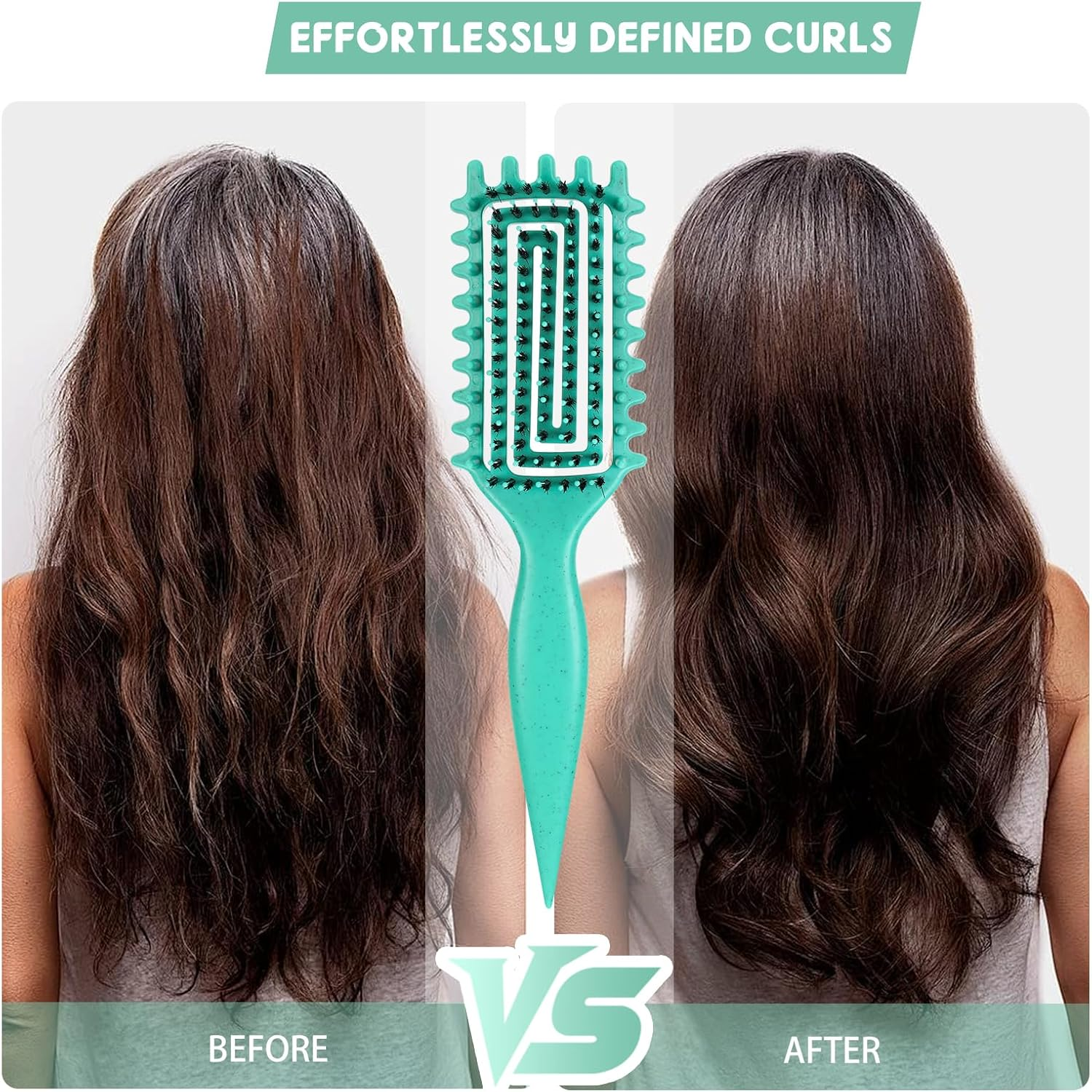 Zikenis Curling Brush, Curly Hair Brush, Define Styling Brush, Curly Hair Brush, for Women, Men and Children, Trendy Curl Hairstyles, for Combing and Shaping (Green) image number 2