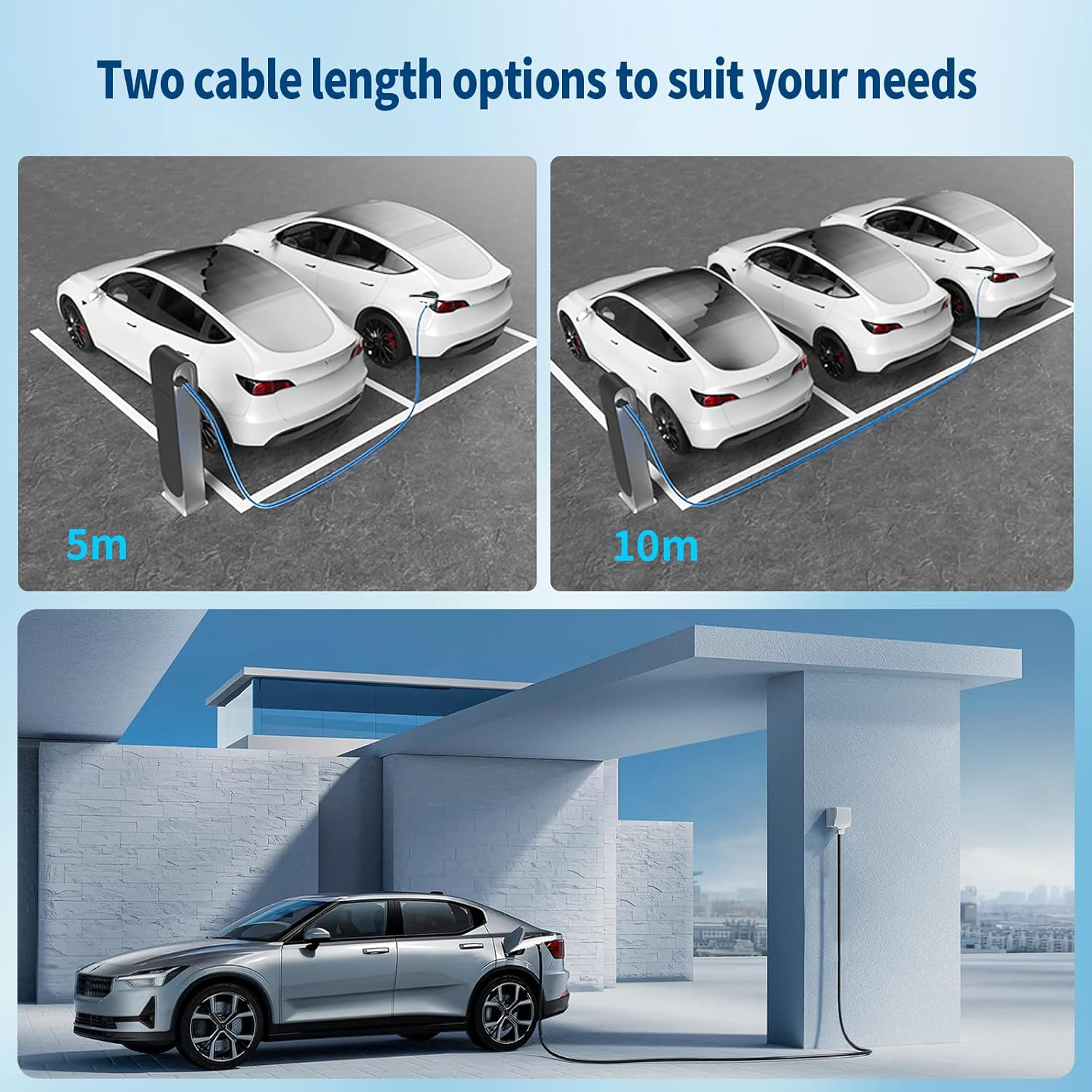Type 2 EV Charger, 3.5KW, 5M Cable, Adjustable Current (8A-16A), Compatible with Tesla, BYD, MG, Volvo, Polestar and More (5M) image number 5