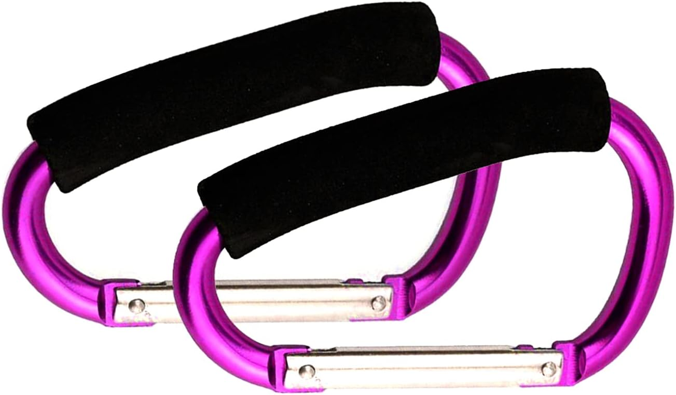 Stroller Hooks by Baby,Large Stroller Hooks for Mommy, 2 Pcs Carabiner Stroller Hook Organizer for Hanging Purses, Diaper Bag, Shopping Bags. (Purple)