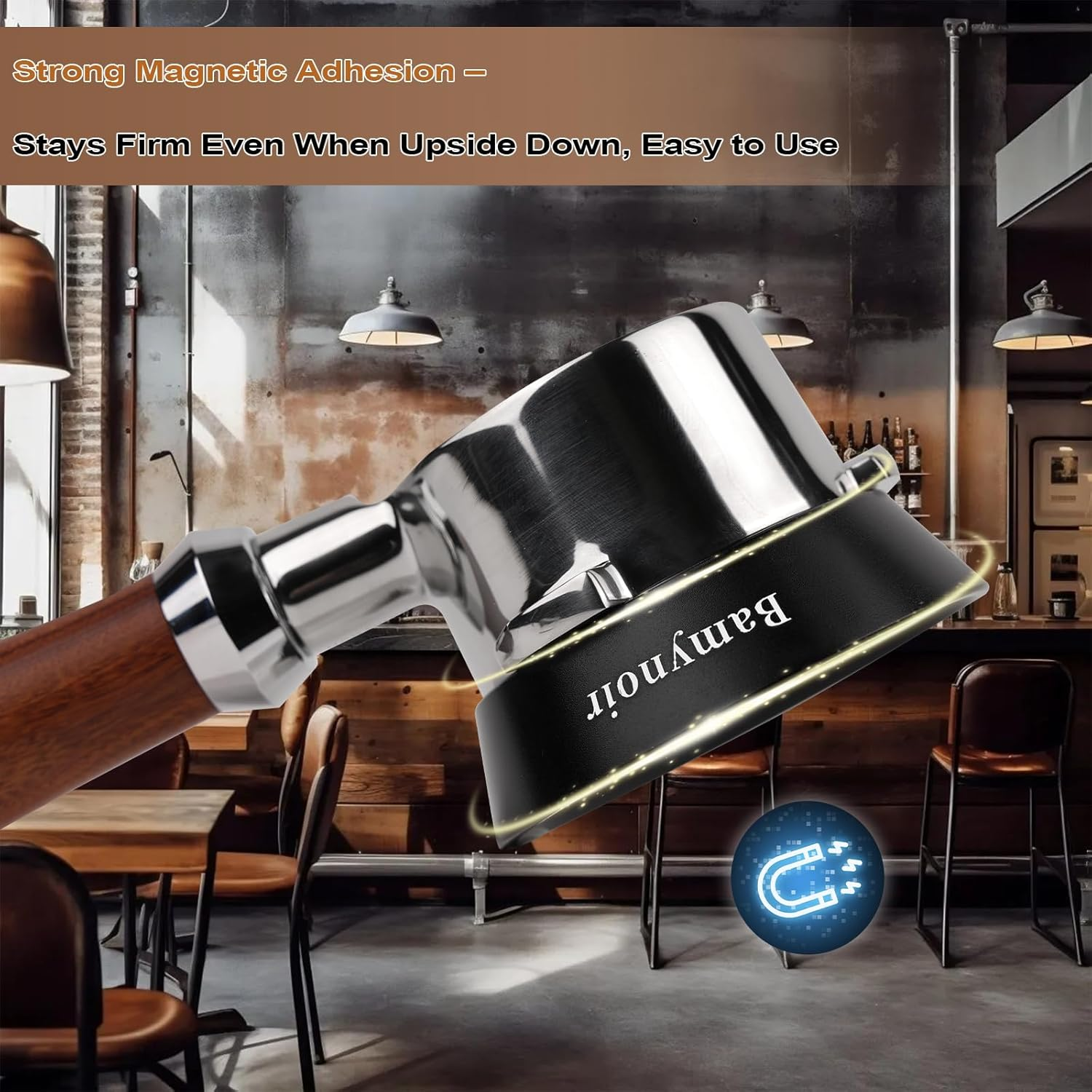 54Mm Magnetic Dosing Funnel Compatible with 54Mm Protafilter,Espresso Coffee Dosing Ring - 20Mm Anodized with 8 Neodymium(Black) image number 1