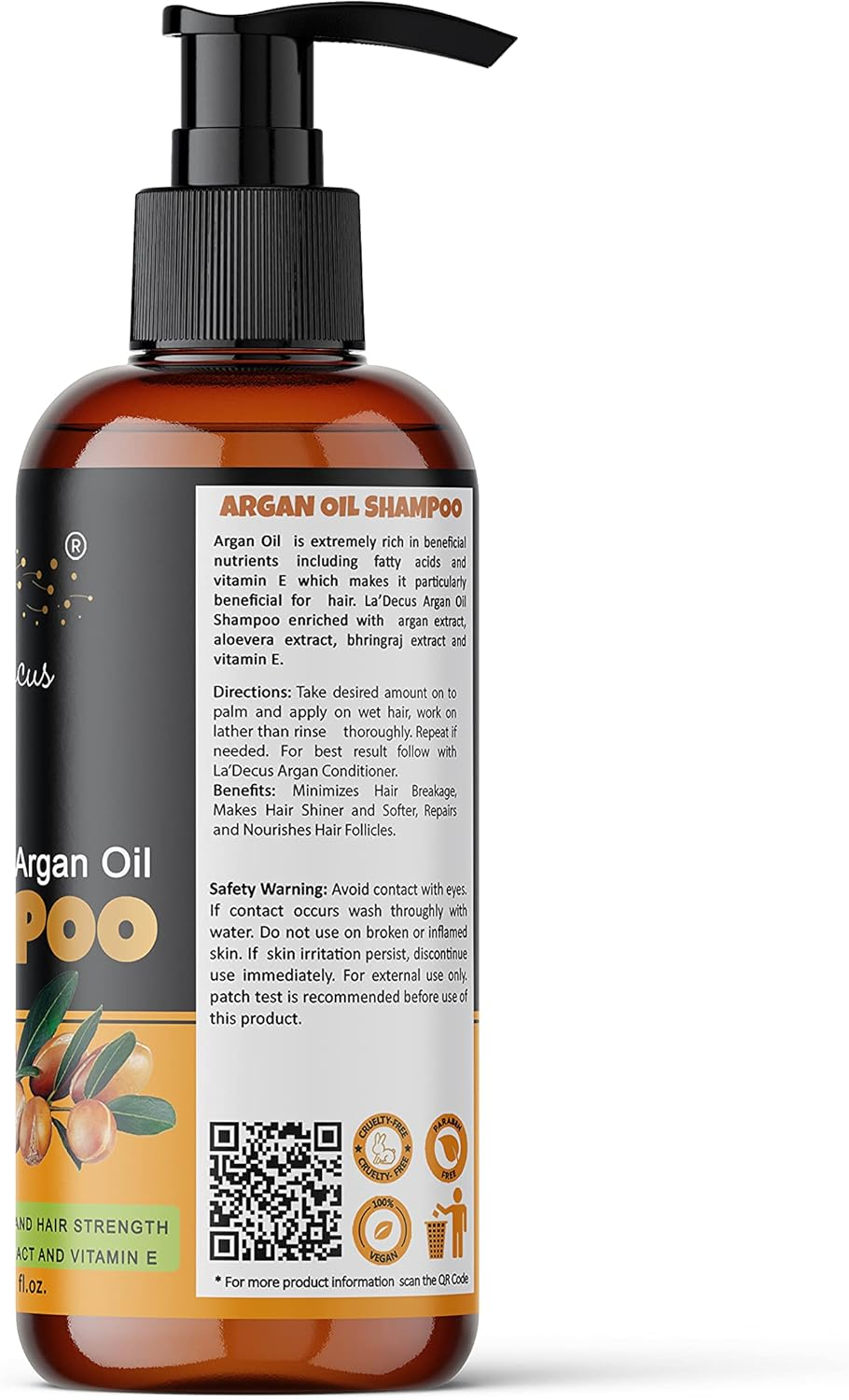 La' Decus INDIA Argan Oil Shampoo Enriche with Organic Morrocan Argan Extract Restore Shine and Softness (200Ml) image number 3