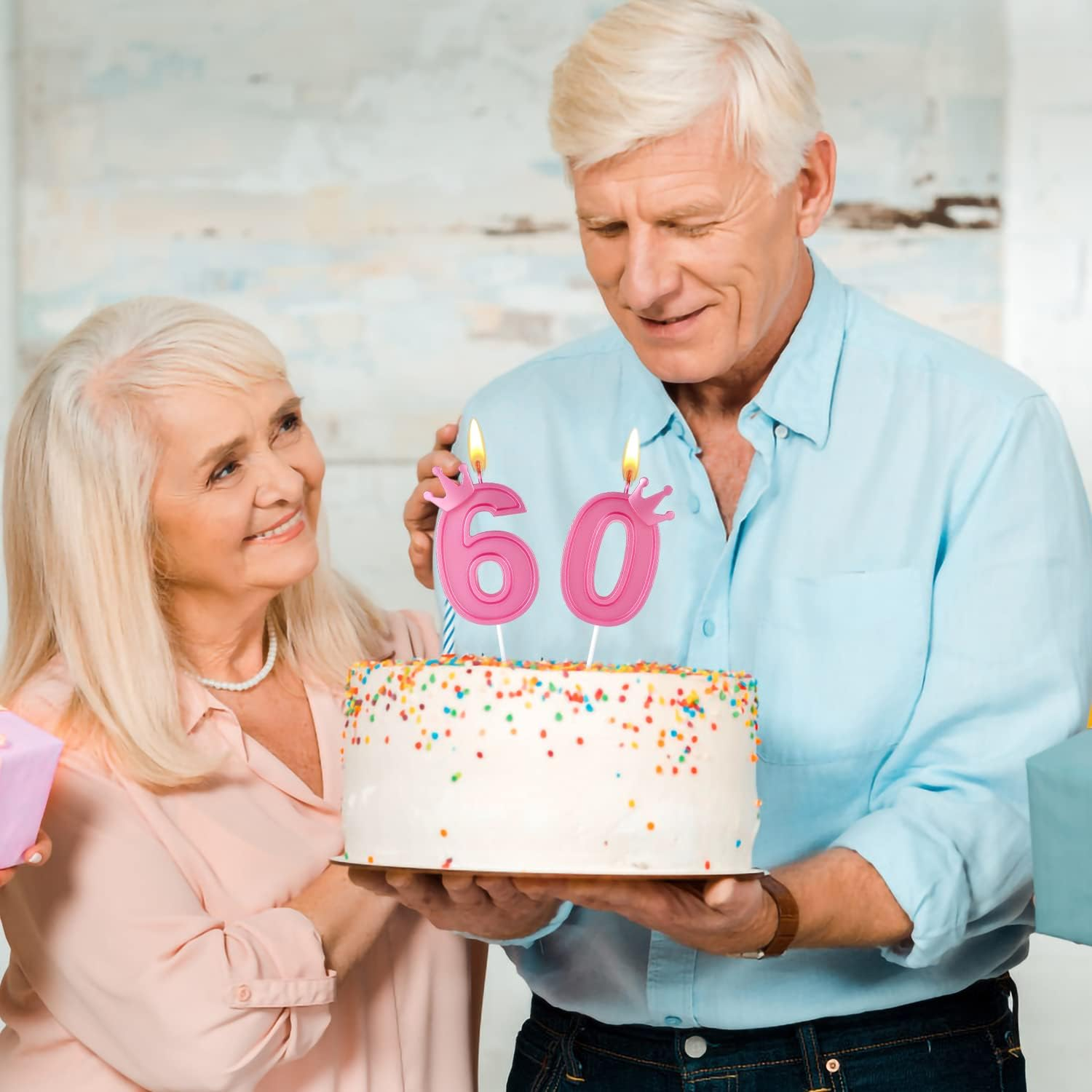 3 Inch Birthday Number Candle, 3D Number Candle with Crown Decor Large Cake Topper Number Candles for Birthday Cakes Wedding Anniversary Graduation Festival Party (Pink, 4) image number 1