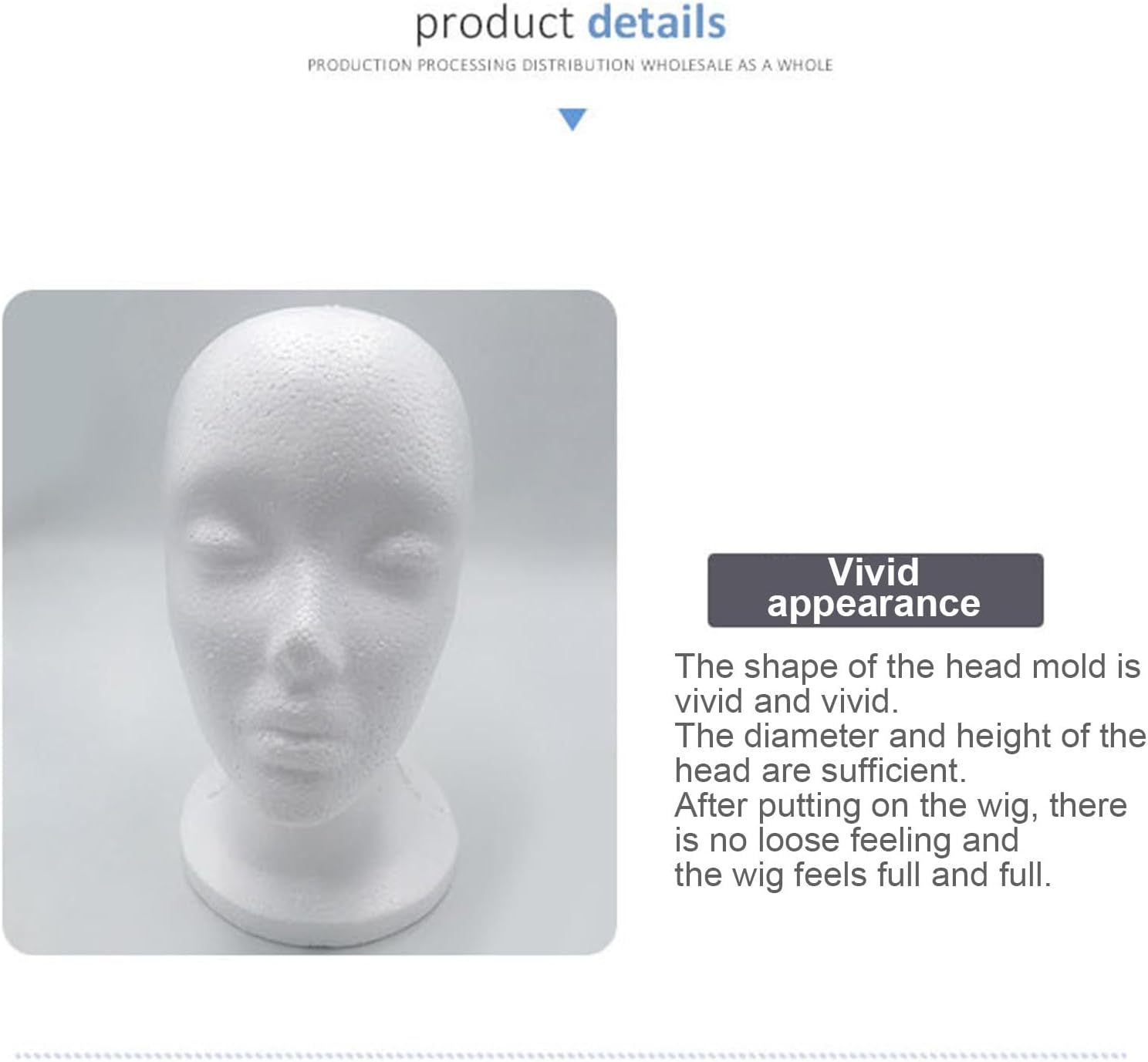 Fizepgo Foam Head Mannequin,Wig Display Mannequin | Manikin Display Model Support Props for Hairdressing Arts Hats Hairpieces Beauty Salon Headphones Halloween image number 2