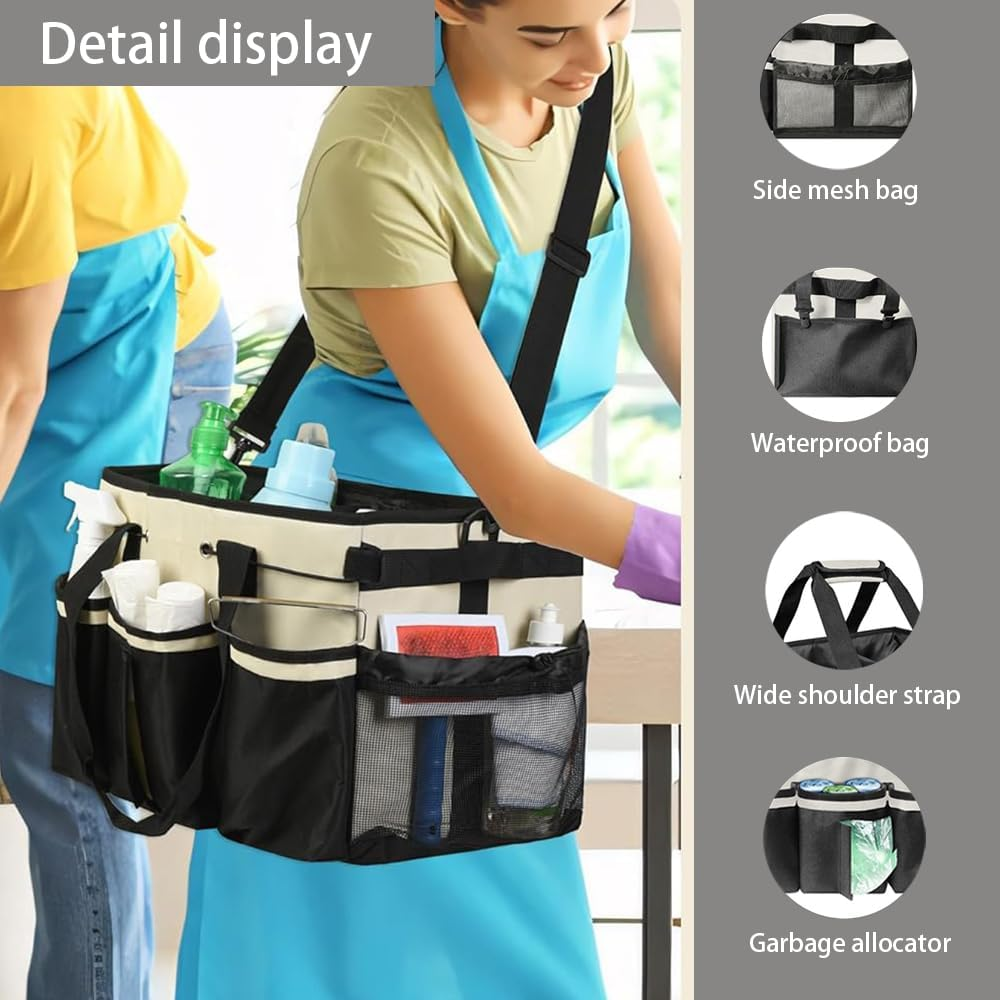 GUDAJIN Cleaning Organizer with Handles, Housekeeping Tote Cleaning Supplies Organizer with Shoulder Straps and Multi-Purpose Pockets, Large Organizer for Home and Bathroom Cleaning Supplies image number 3