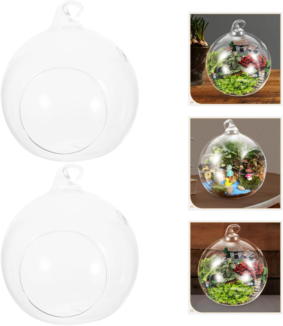 GANAZONO 2Pcs Hanging Glass Terrarium, 15Cm Transparent Globe for Air Plants, Home Decor, Wedding Centerpiece, Office Decoration, Modern Design, Durable and Corrosion-Resistant image number 6