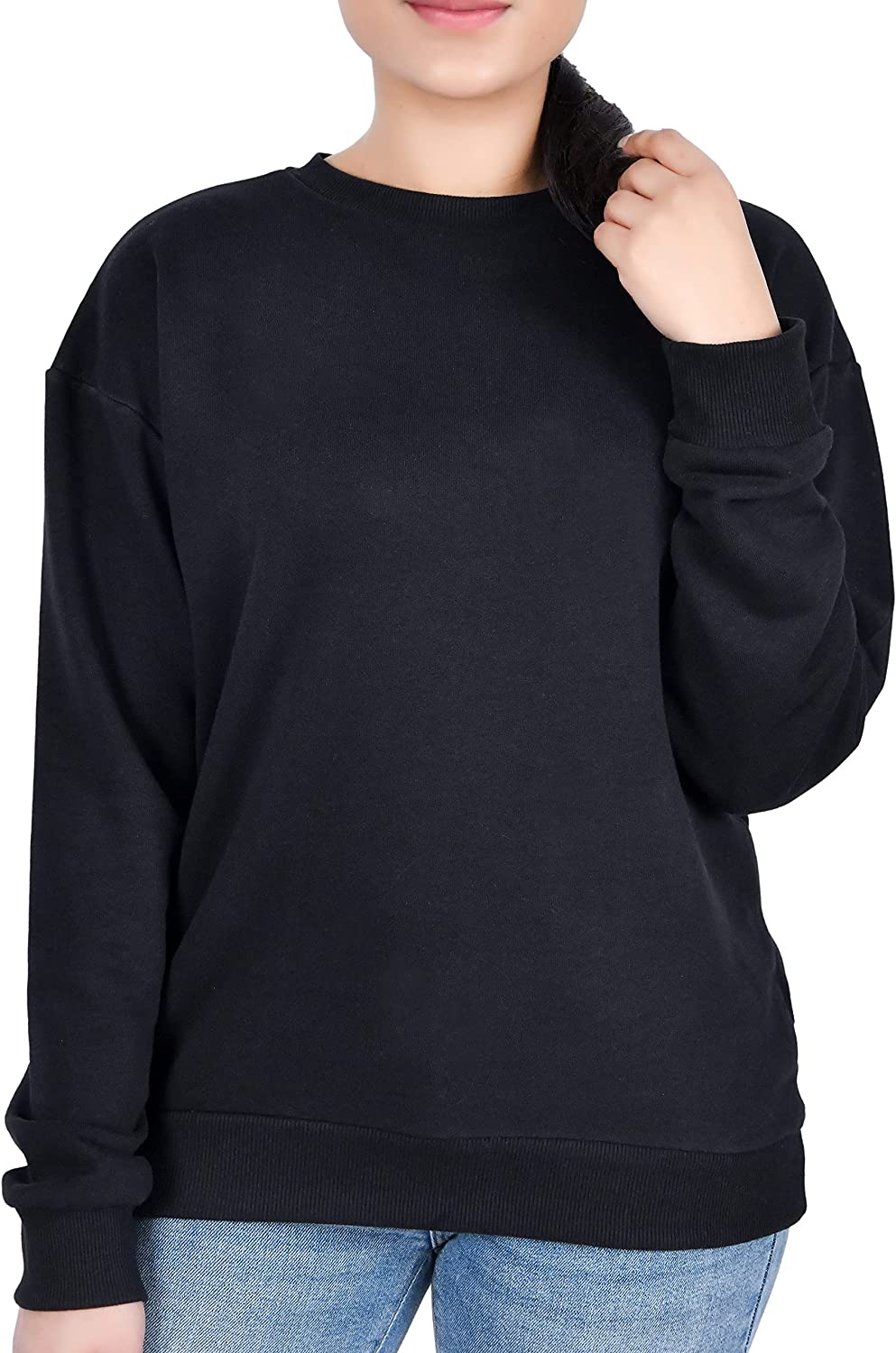 Sleepdown Essentials Women'S Casual Long Sleeve Sweatshirt Lightweight Crew Neck Pullover Relaxed Fit Tops image number 6
