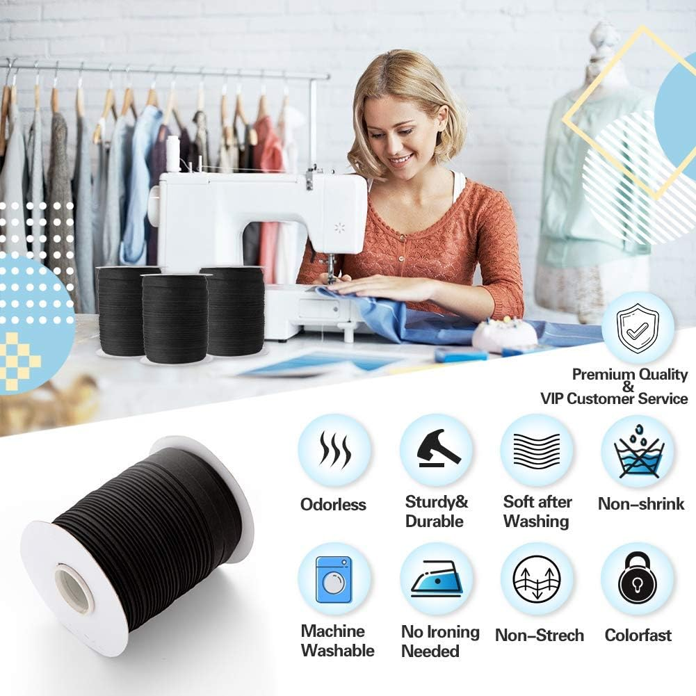 Bias Tape Double Fold 1/2 Inch, Double Fold Bias Tape 55 Yards Continuous Bulk Spool for Apparel Sewing, Quilting, Binding, Decorating, DIY Craft, Polyester, Non-Stretch (13Mm, 50 Meters, Black) image number 3