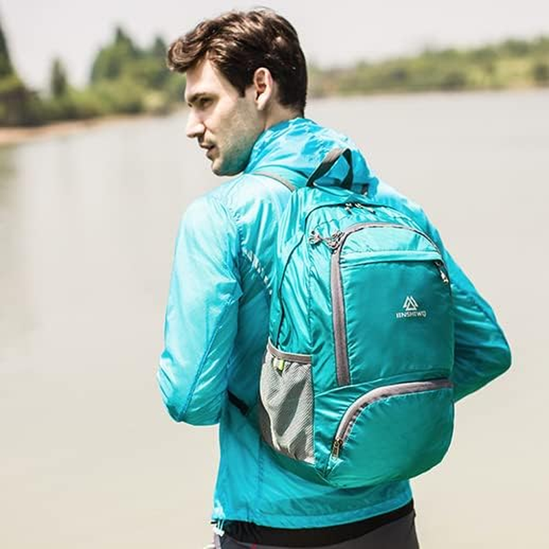Frafuo 25L Lightweight Portable Foldable Backpack Waterproof Backpack Folding Bag Water Resistant Small Backpack Daypack Foldable for Travel Hiking Outdoor Camping-Blue image number 2