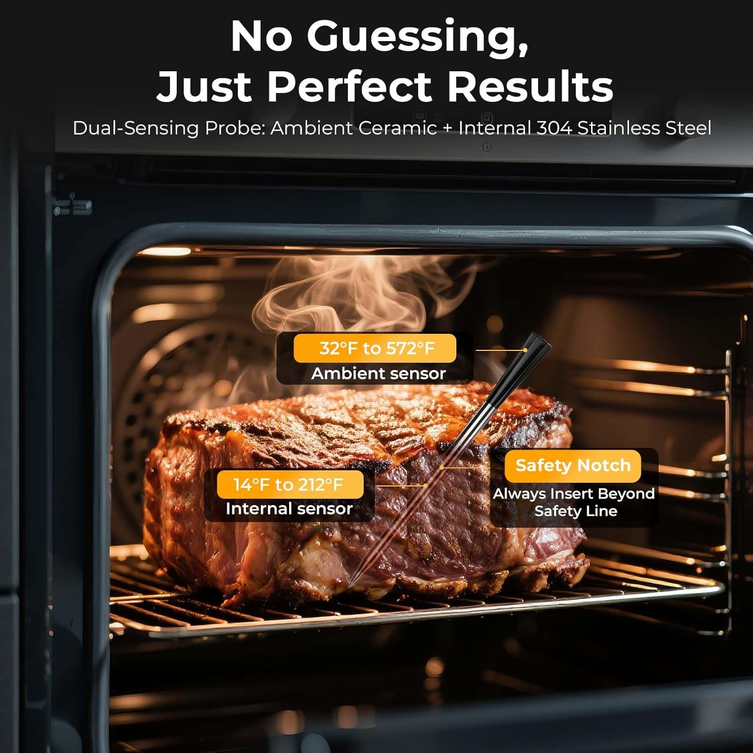 Blueswan Bluetooth Meat Thermometer Digital, Food Thermometer Wireless 820 Ft Range with 2 Color Probes with APP for Grill, Smoker, Oven, Magnetic Design for Cooking, BBQ, Valentines Day Gifts for Him image number 5