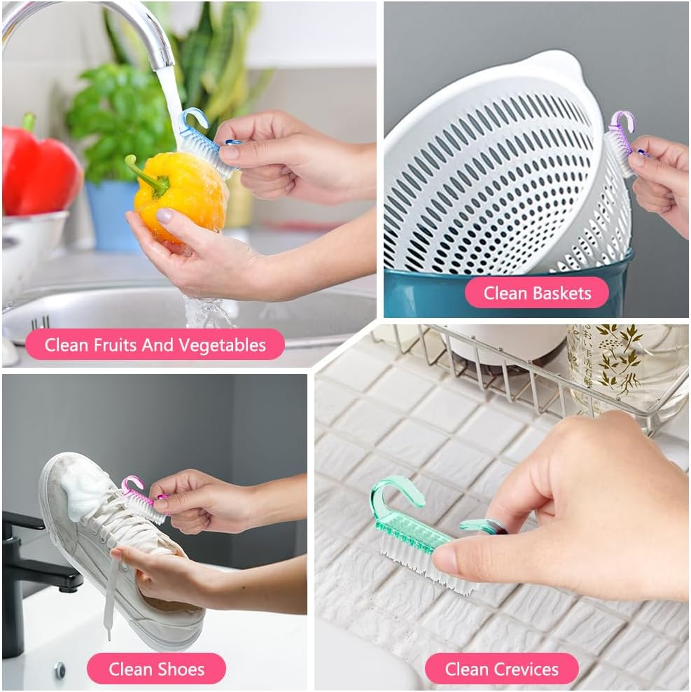 LOPHE Nail Brush, 4-Piece Hand Wash Brush Set with Hard Bristles, Plastic Nail Brushes for Hands, Fingernails, Sink - Pack Of 6 Hand Wash Brushes image number 5