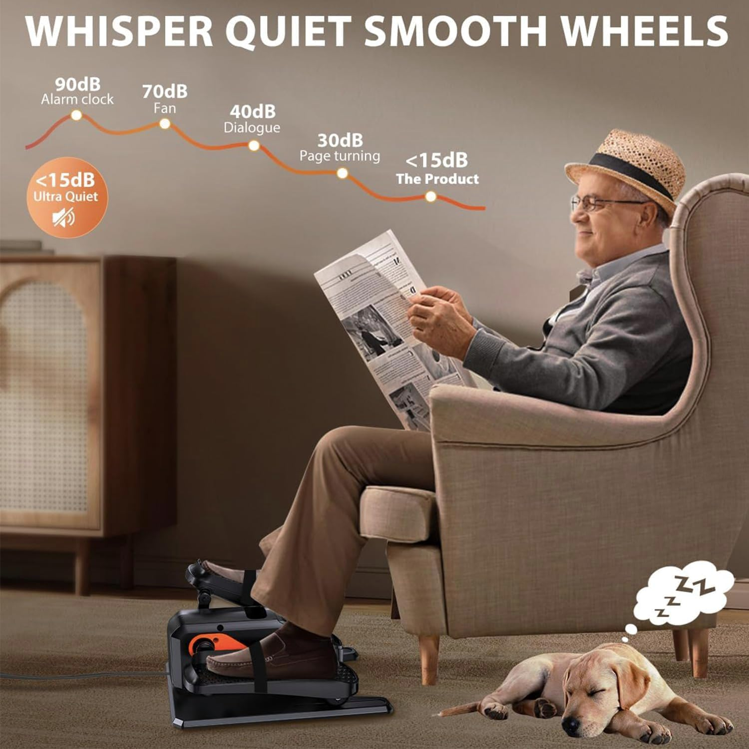 Under Desk Elliptical Machine Electric Ellipse Leg Exerciser While Sitting for Seniors Adults Quiet Portable Electric Seated Pedal Exerciser Remote Control 15 Adjustable Speeds 5 Auto Modes image number 4