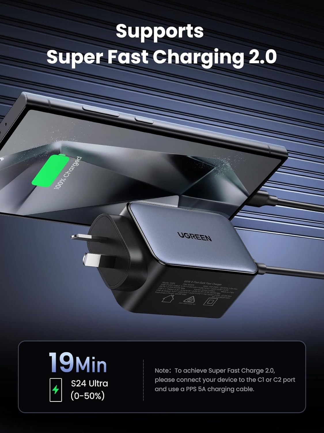 UGREEN 65W USB C Charger 4 Ports Nexode Gan II Fast Charging Block, PD3.0 Compact Power Adapter AU Plug for Macbook Pro, Dell XPS, Iphone 17 Pro Max/16/15, Ipad, Galaxy S25 Ultra (PPS 45W), Pixel 10/9 image number 5