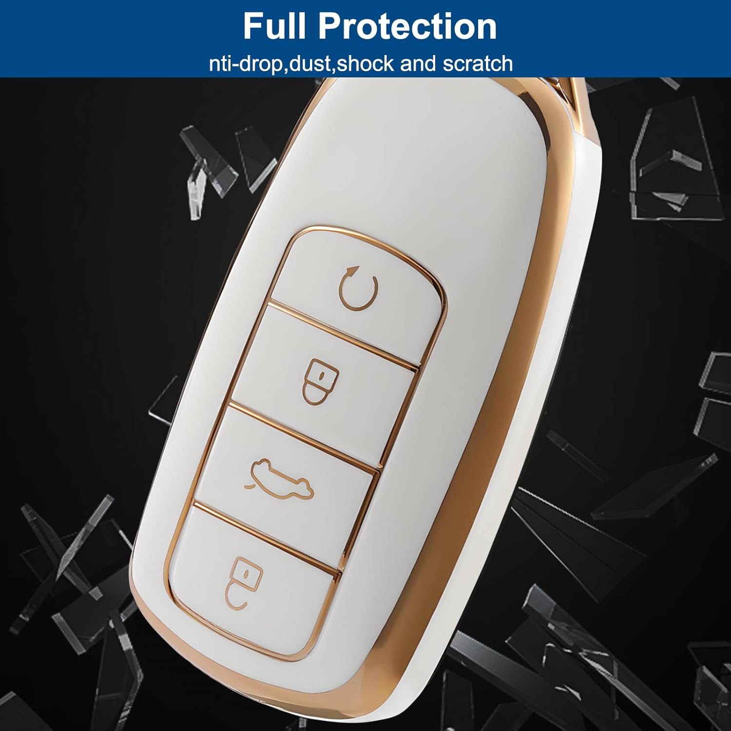 2 Pcs Car Smart Key Fob Case, Soft TPU Remote Key Fob Cover, Car Key Fob Protector Compatible with Chery Omoda 5 and Tiggo 8 Pro 8 plus (White) image number 2