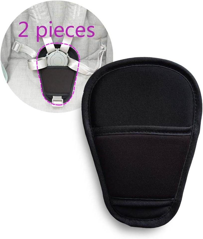 Seedfuture Baby Stroller Seatbelt Crotch Cushion Black 2 Piece, Universal Pram Belt Pads for Newborns Infants Kids, Pushchair Seat Belt Crotch Covers - 3P image number 5