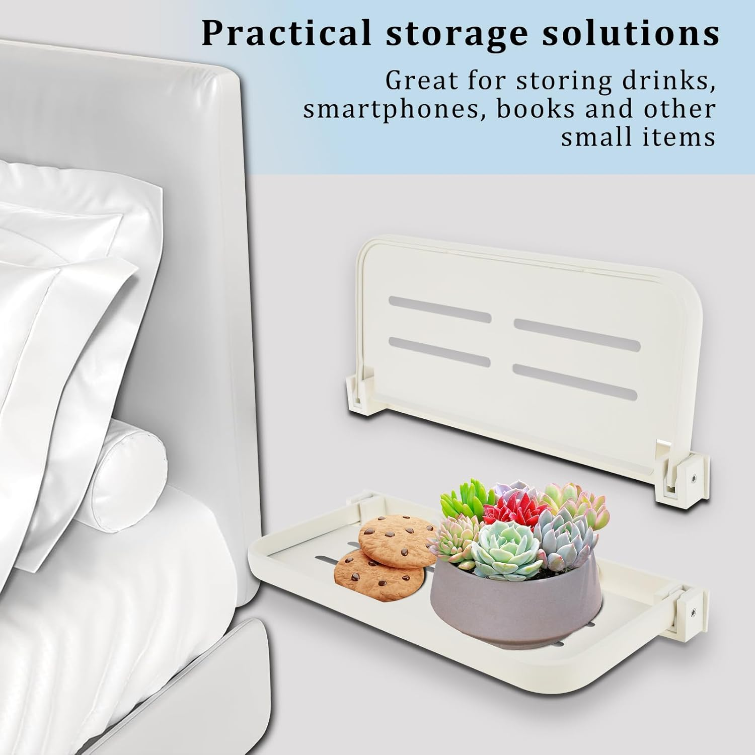 2Pcs RV Aluminum Foldable Shelf, Wall Mounted RV Floating Shelf, Space Saving Compact Fold down Shelf Shelf, Versatile RV Floating Shelf for Camper Car,Caravans Bathroom, Laundry Room,Easy Install image number 2