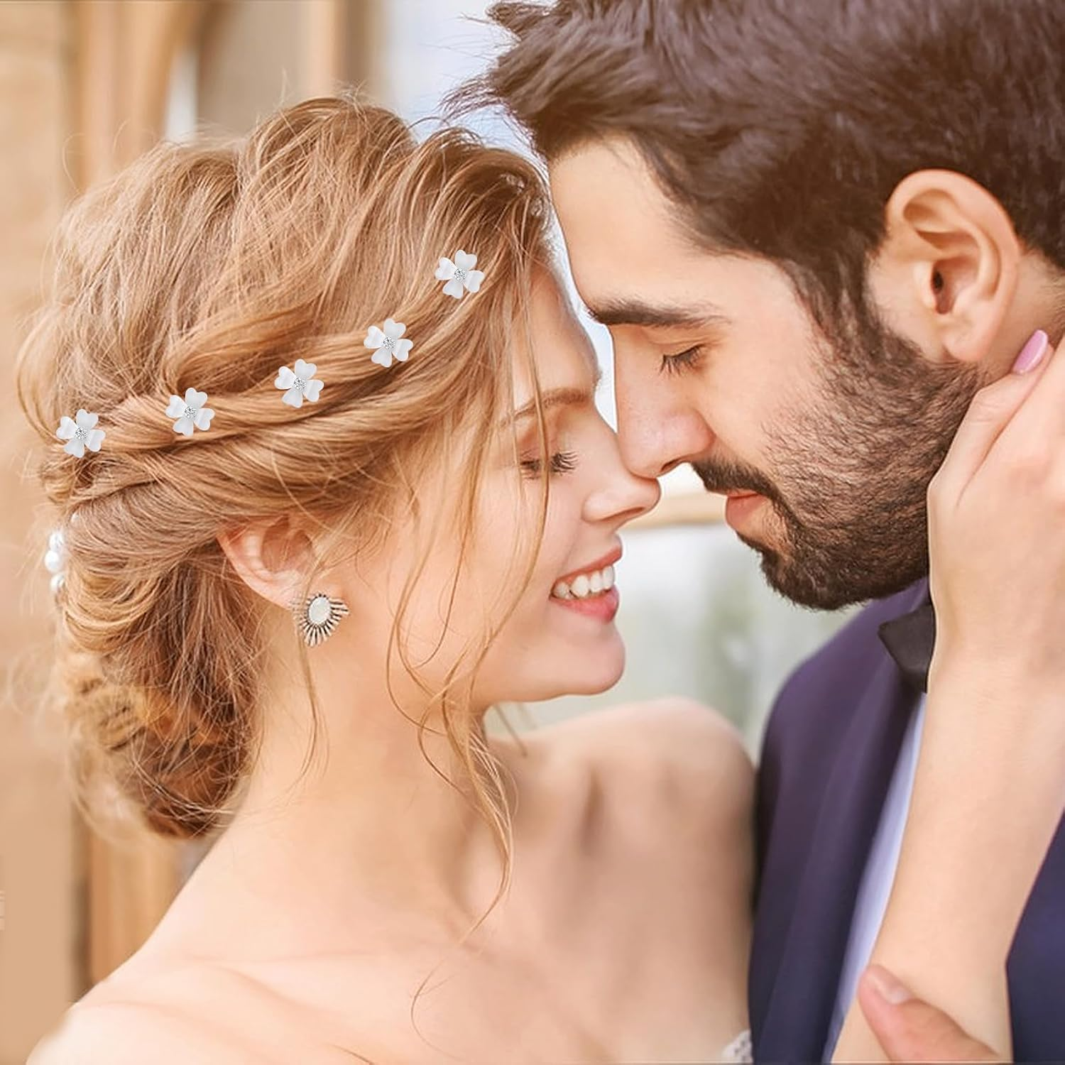 SHUNYUNG Mini White Clover Flower Hair Clips, 20Pcs, 0.63 Inches, Rhinestone, Daisy Flower, Cute Design, Women and Girls