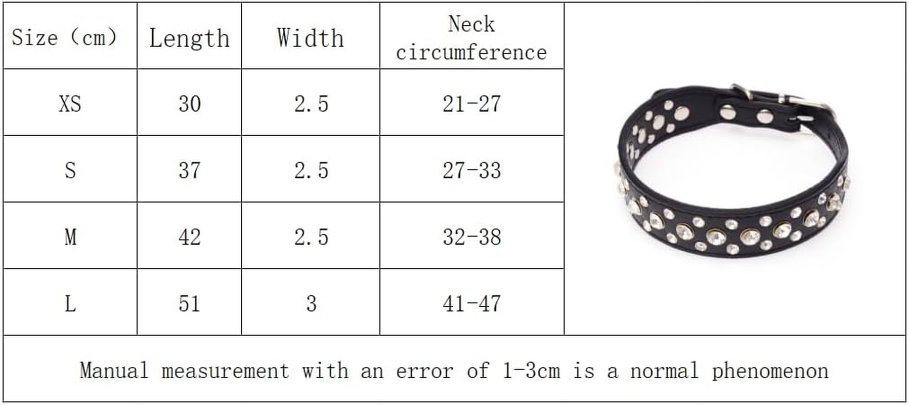 Personalized Rhinestone Leather Bling Crystal Pet Dog Cat Collars for Small Medium Breeds (Black, L) image number 4