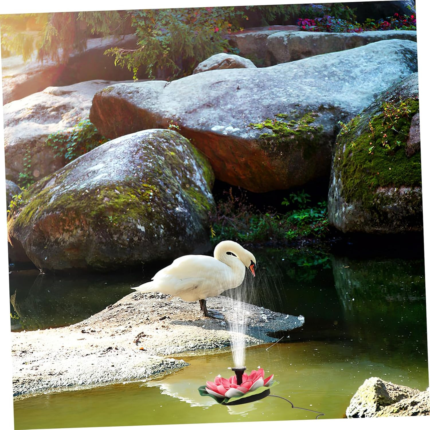 BESPORTBLE Solar Powered Floating Water Fountain Lotus-Style Decor for Outdoor Garden Landscaping Cherry Red Pump Energy Efficient and Automatic Operation for Pools and Yards image number 3