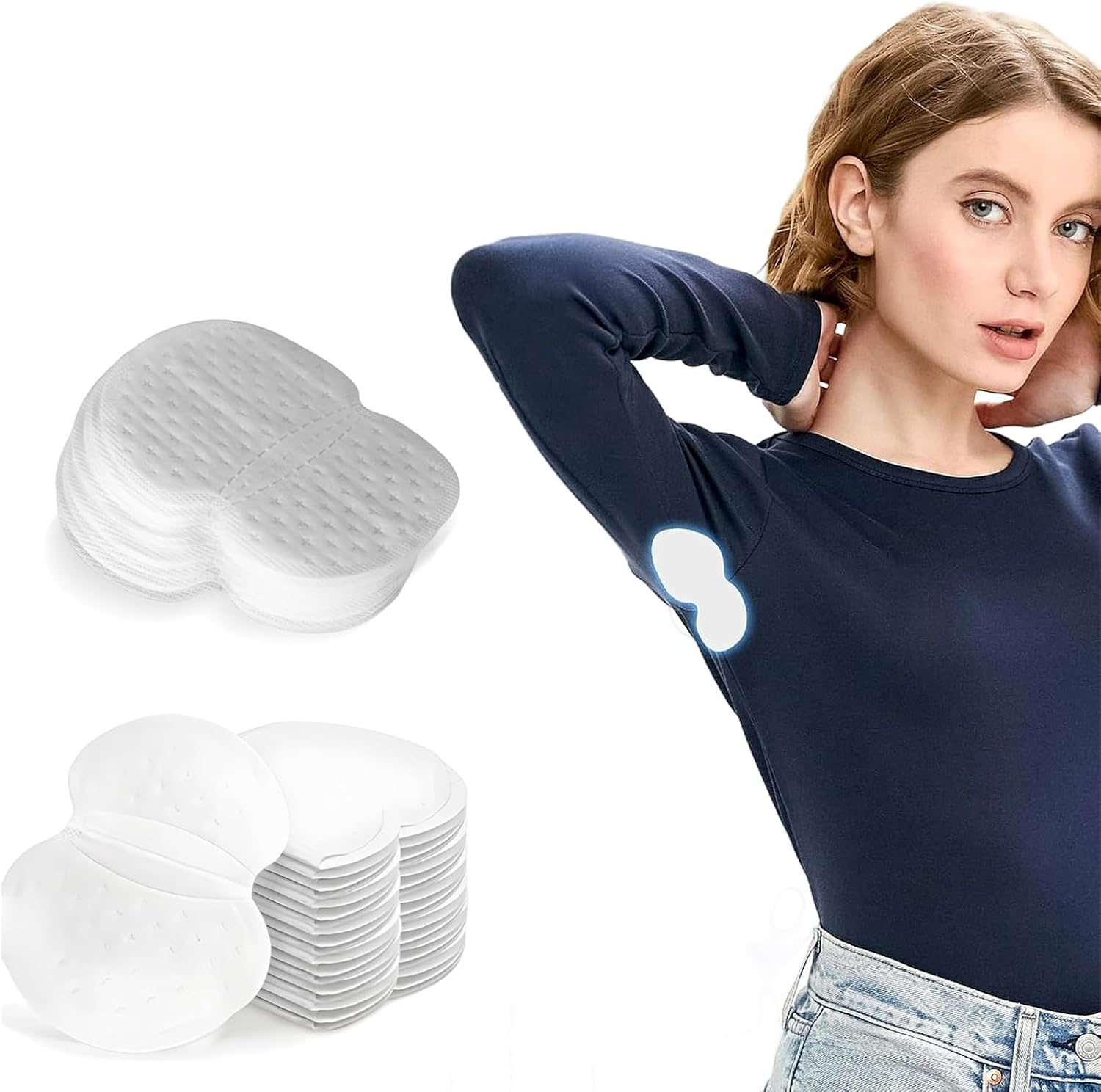 Underarm Sweat Absorbent Pads (100) - Ultimate Sweat Absorbent and Odor Control for Women/Men | Strong Adhesive Invisible Design for Gym, Office and Everyday Wear Pads with Dry Keeping Technology image number 3