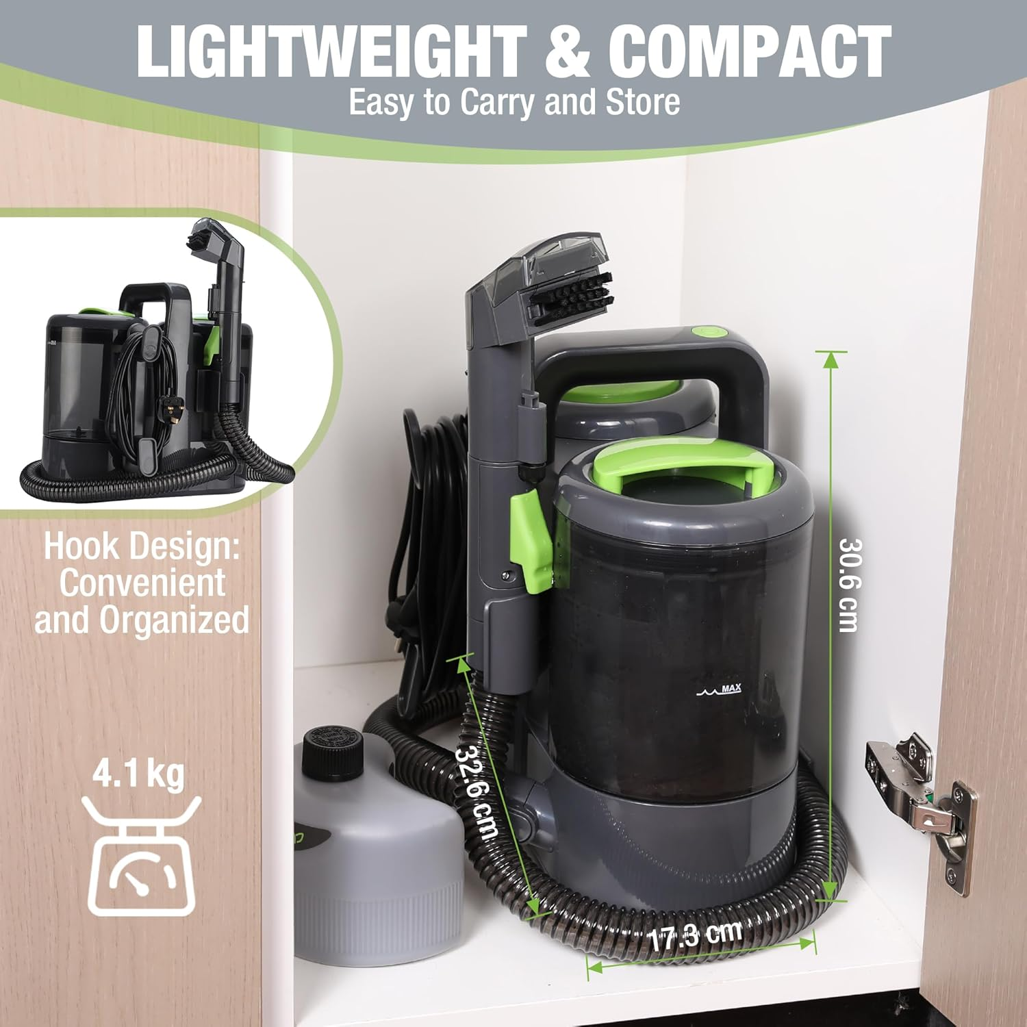 WORKPRO Carpet and Upholstery Cleaner, Portable Spot Cleaner 450W Lightweight Handheld Deep Cleaner Machine for Pet Stains,Rug, Mattress, Car Seat and Curtain image number 4