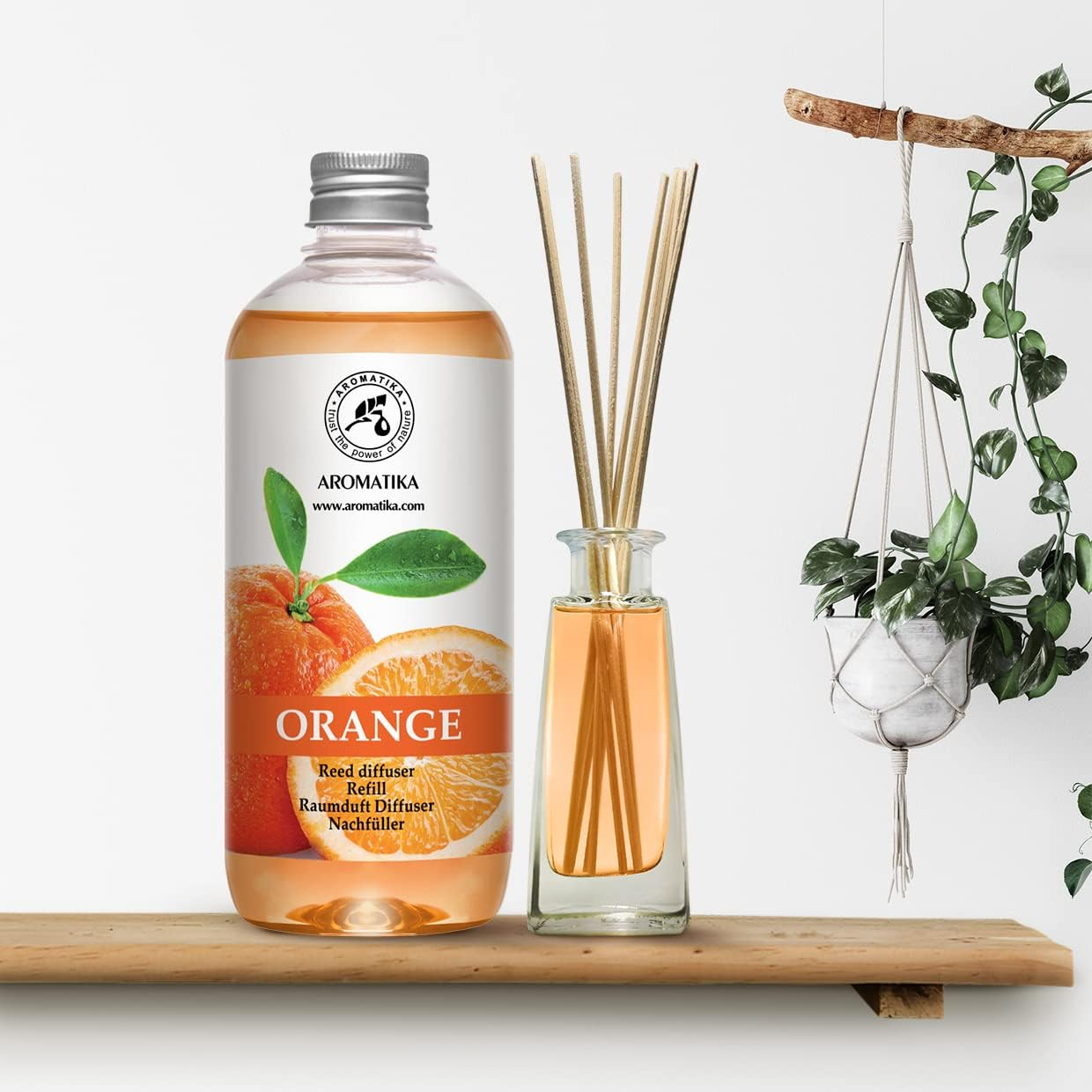 Orange Reed Diffuser Refill 500Ml - Room Fragrance Diffuser with Natural Essential Orange Oil - Best for Aromatherapy - Spa - Home - Kitchen - Bath - Office - Fintess - Club - Restaurant - Boutique image number 1