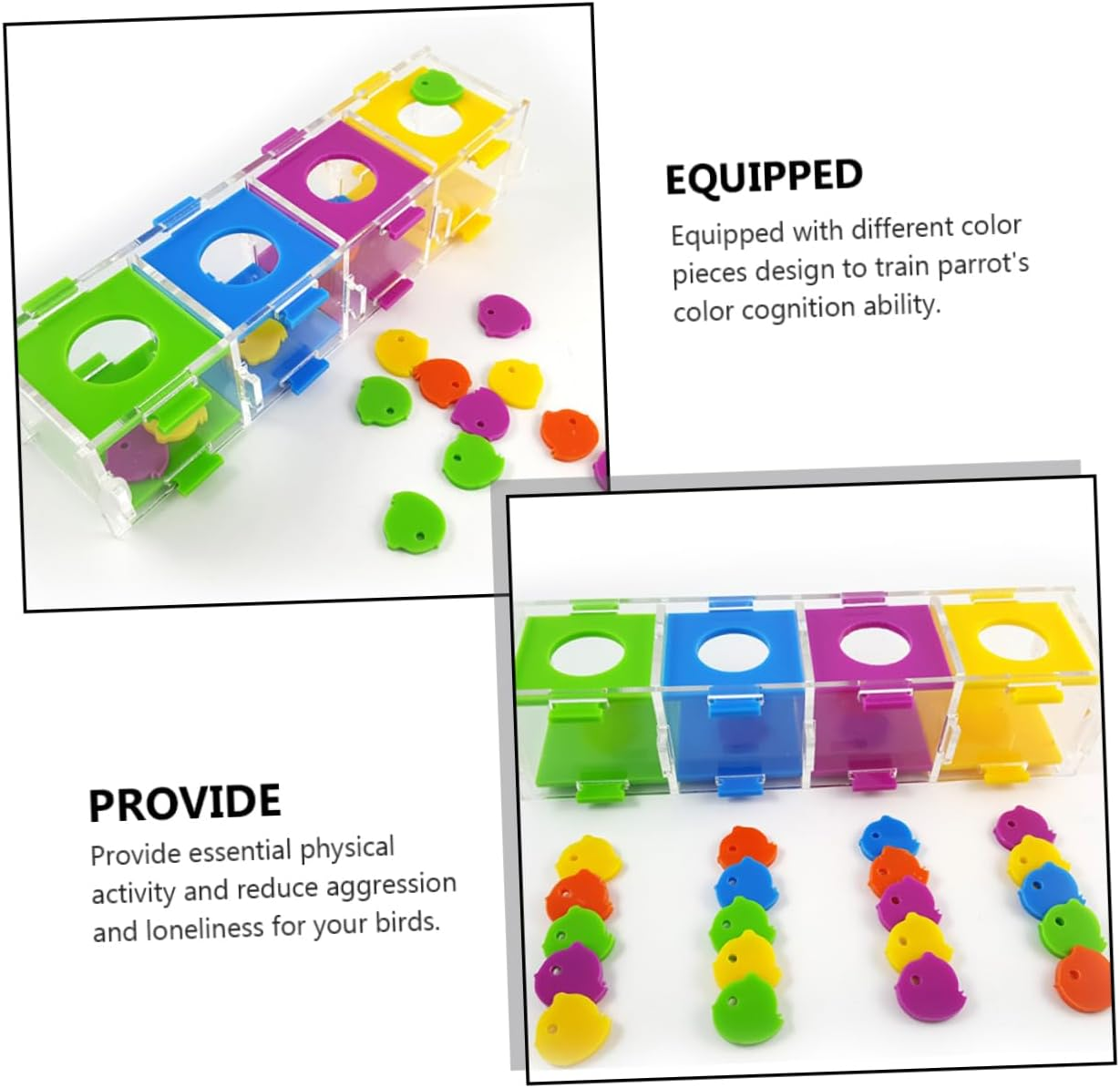 BAZEITFLOW 1Set Color Sorting Parrot Interactive Trick Prop for Bird with Color Coin Box Engaging Puzzle for Parrots Budgerigars Lovebirds image number 5