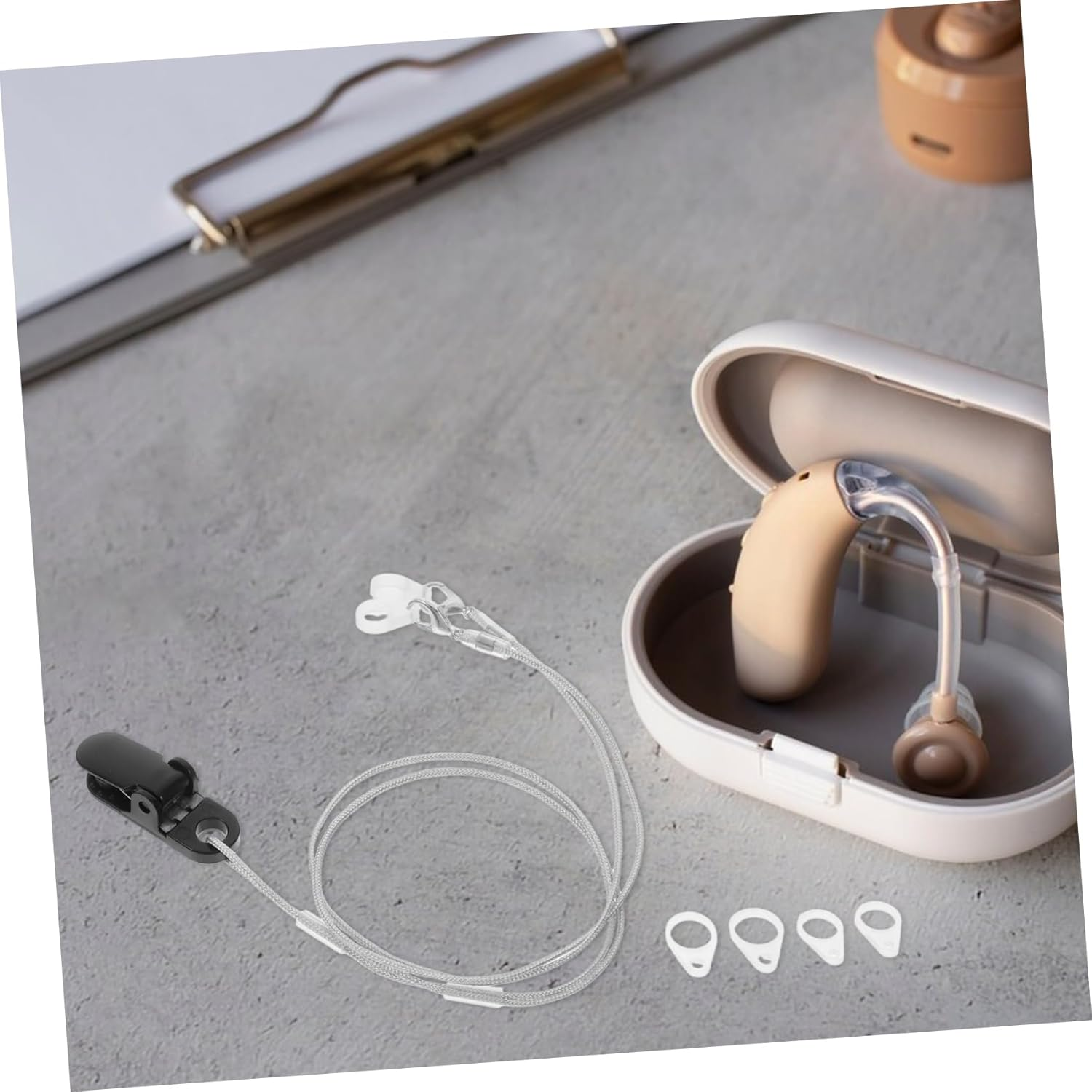 Healeved Dual Clip Hearing Aid Retainer Lost Rope Hearing Amplifier Holder String for Seniors Adults - Black image number 2