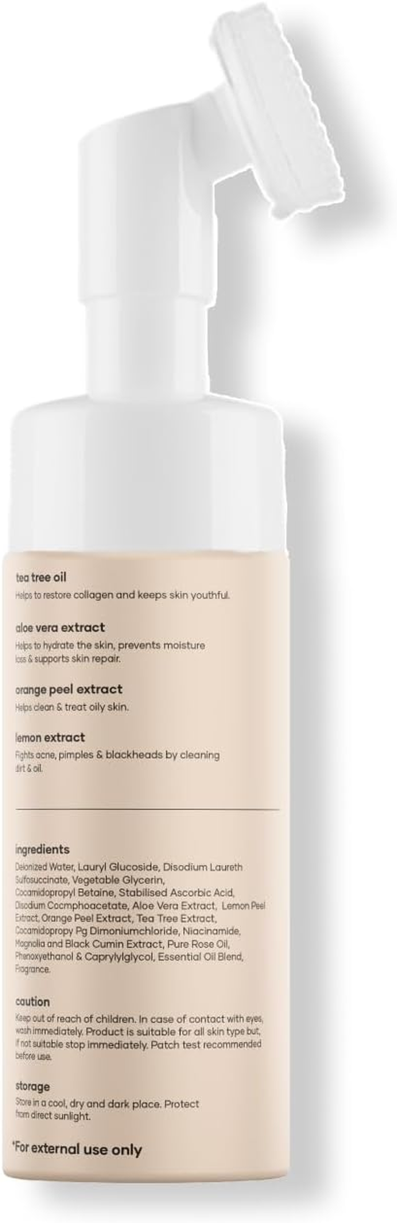 Mars by GHC Tea Tree Foaming Face Wash with Built-In Face Brush, Hydrates Skin, Acne & Oil Control, Deep Cleansing, Nourishing & Moisturising Wash | Chemical Free (120 Ml - Pack of 1) image number 2