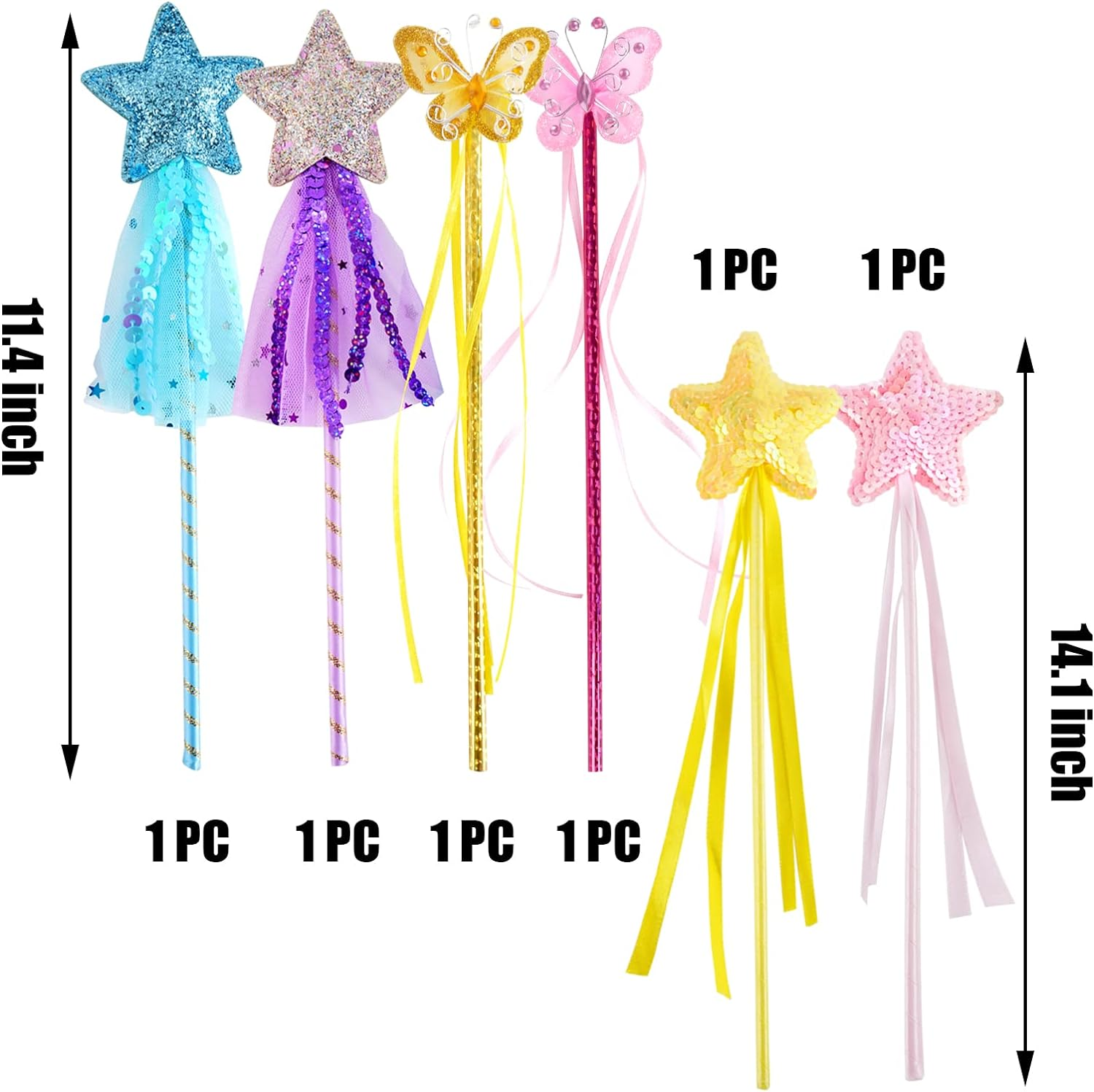 6 PCS Princess Wand Magic Wand Fairy Dress-Up Wand Kit for Girl'S Princess Costume Role Play Birthday Party Favor image number 1