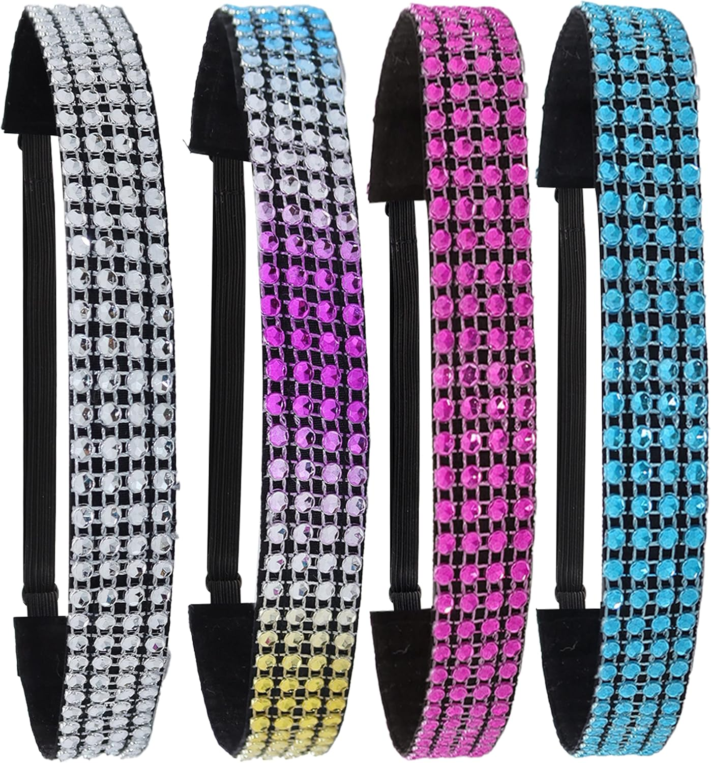 FROG SAC 4 Rhinestone Headbands for Girls, Adjustable Non Slip Gymnastics Sports Headband for Kids, Sparkly Little Girl Gymnast Hair Bands Accessories, Dance Sport Bling Hairbands image number 4