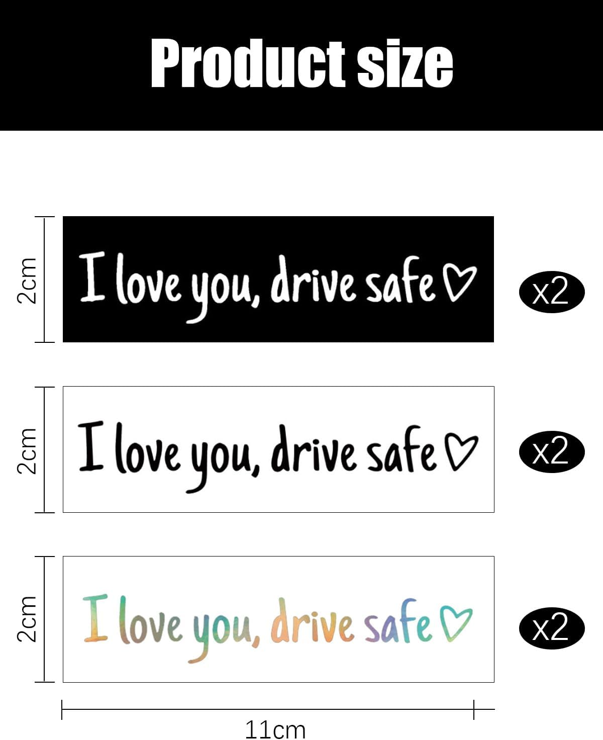 Pack of 6 "I Love You,Drive Safe" Drive Safe Mirror Stickers, Vinyl Rear View Mirror Sticker, Mirror, Car Decoration Gift for Drivers, Women, Men image number 6