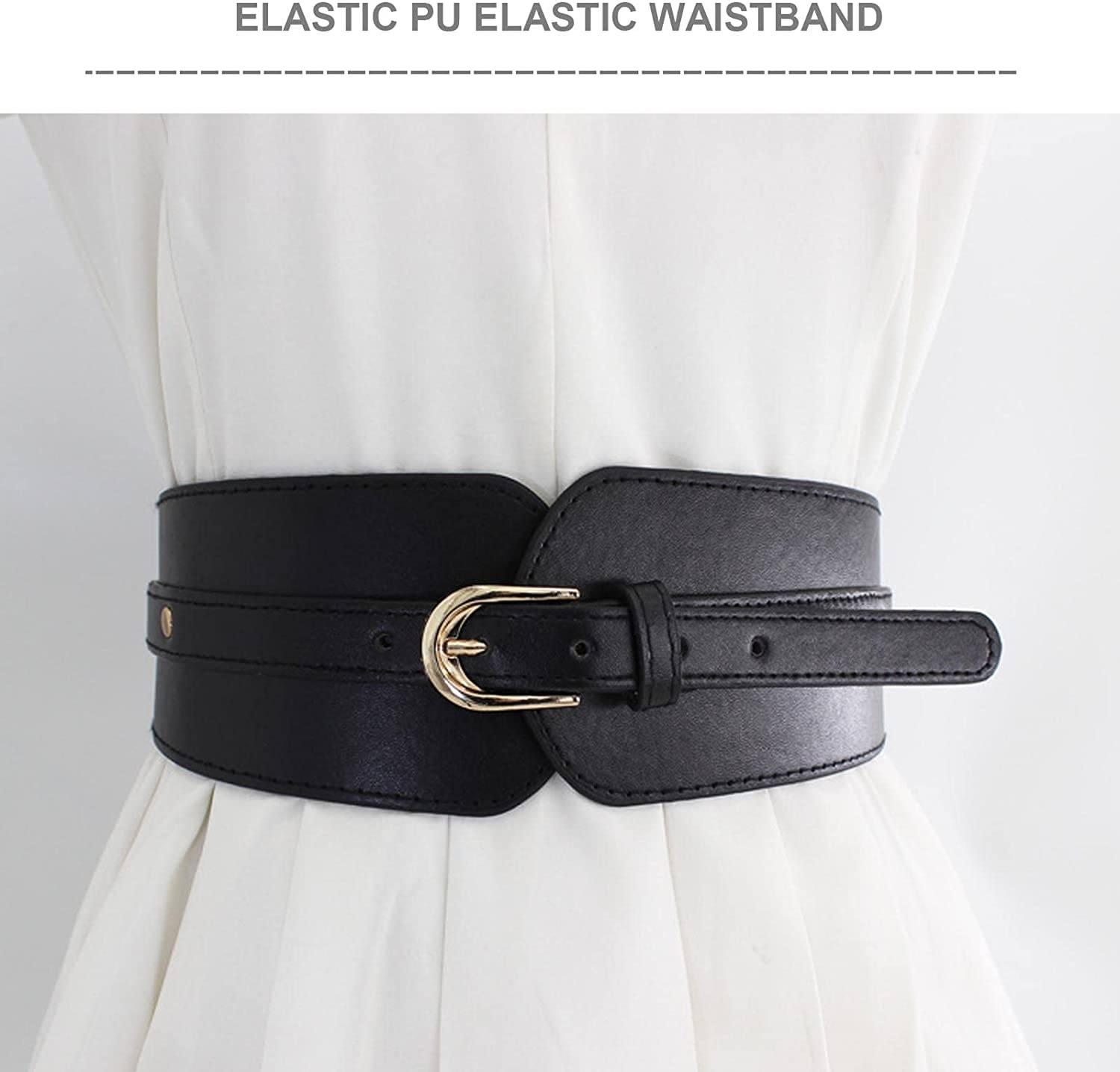 Emagtech Women Wide Elastic Waist Belt Decorative Waist Strap Lady Stretchable Waistband for 70-80Cm Waist Size Shirt Dress Coat Sweater Outerwear image number 6