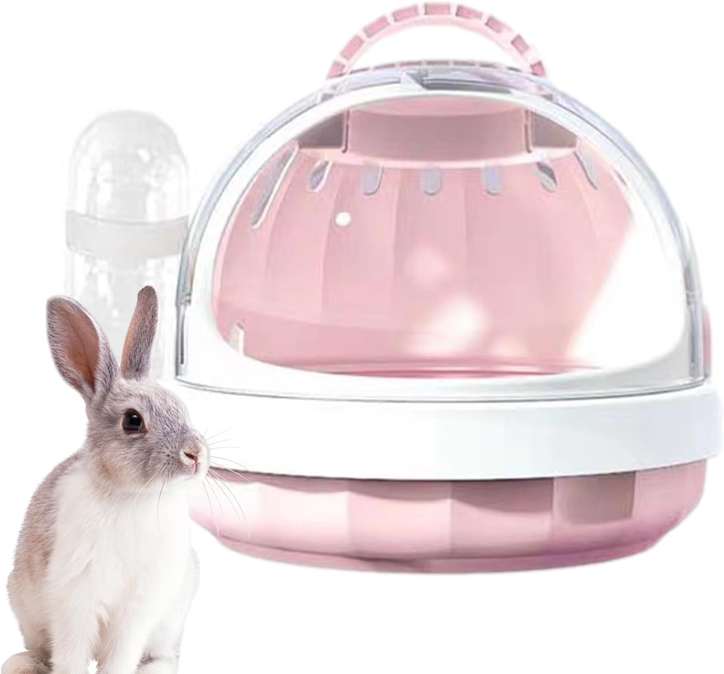 JMEDIC Hamster Carrying Case with Water Bottle | Portable Small Animal Travel Cage | Panoramic Case Guinea Travel Carrier for Hamster, Guinea image number 6