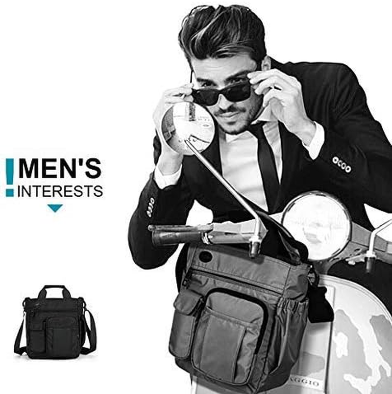 Mens Shoulder Bag,Multi-Functional Crossbody Messenger Bag Business Satchel Sling Travel Ipad Documents Briefcase (Grey)