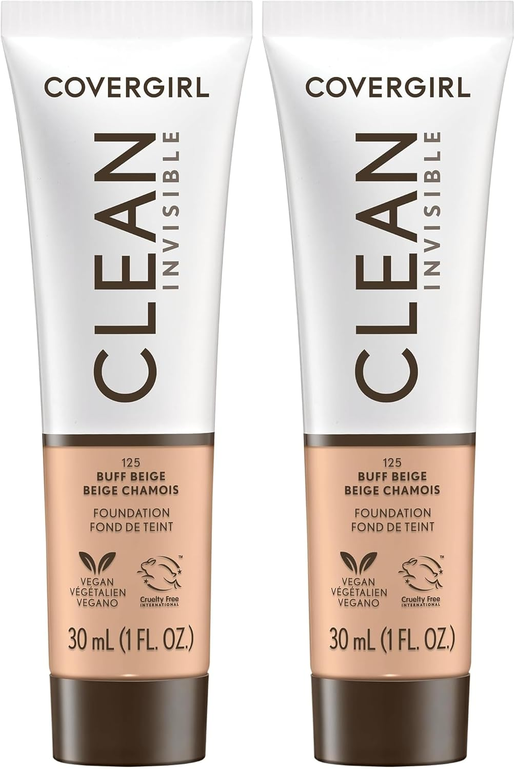 Covergirl Clean Invisible, Porcelain, Foundation, Blendable Formula, Buildable Coverage, Lightweight, Natural Finish, Non-Comedogenic, 30Ml (Pack of 2)