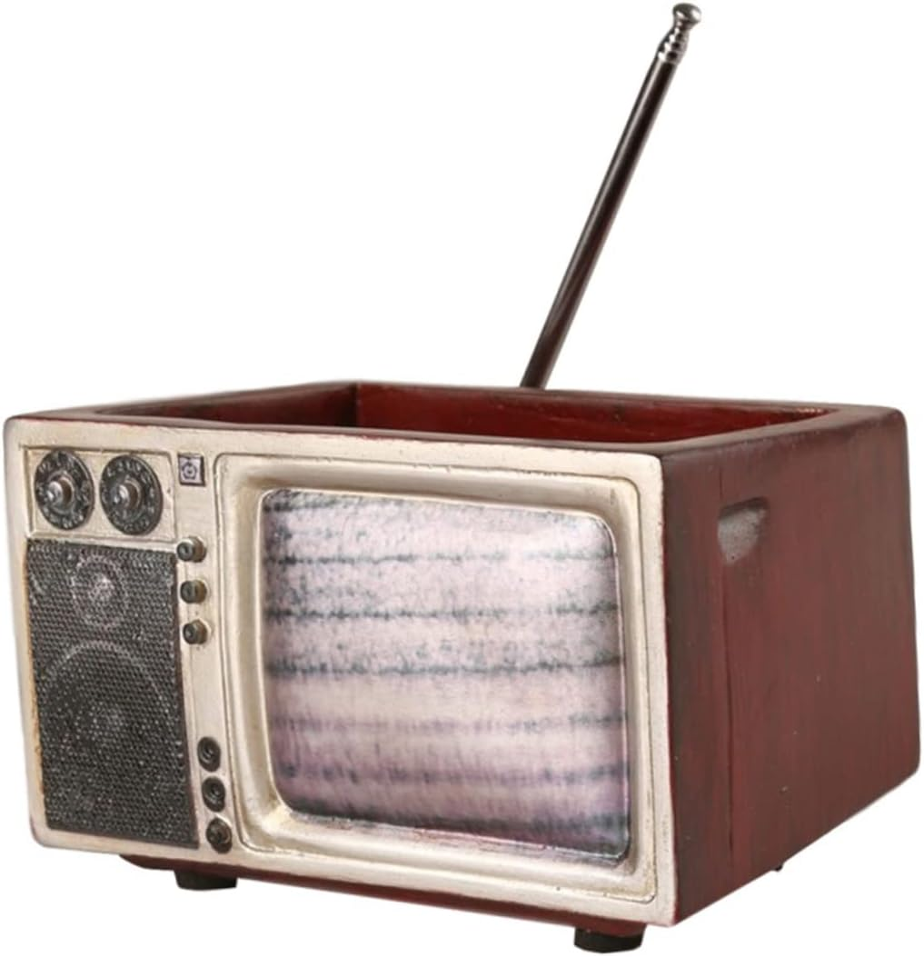 BCOATH Retro Red Resin Tv Shape Flower Pot Indoor Gardening Planter Decorative Home Storage Organizer for Arts Crafts Supplies image number 6