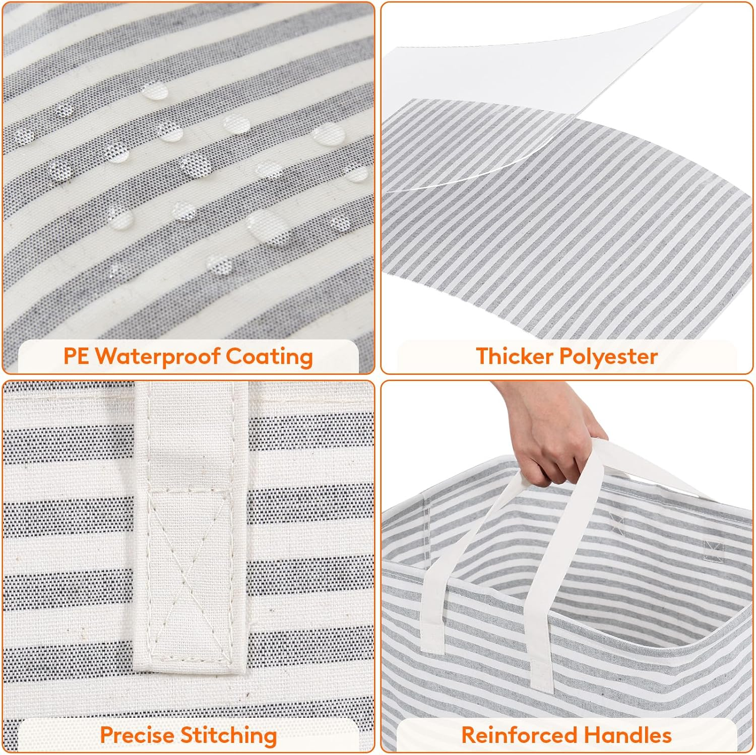 Lifewit 80L Large Laundry Hamper, Collapsible Laundry Basket with Easy Carry Handles, Freestanding Waterproof Washing Basket in Laundry Room Bedroom Bathroom Dorm, Grey image number 2