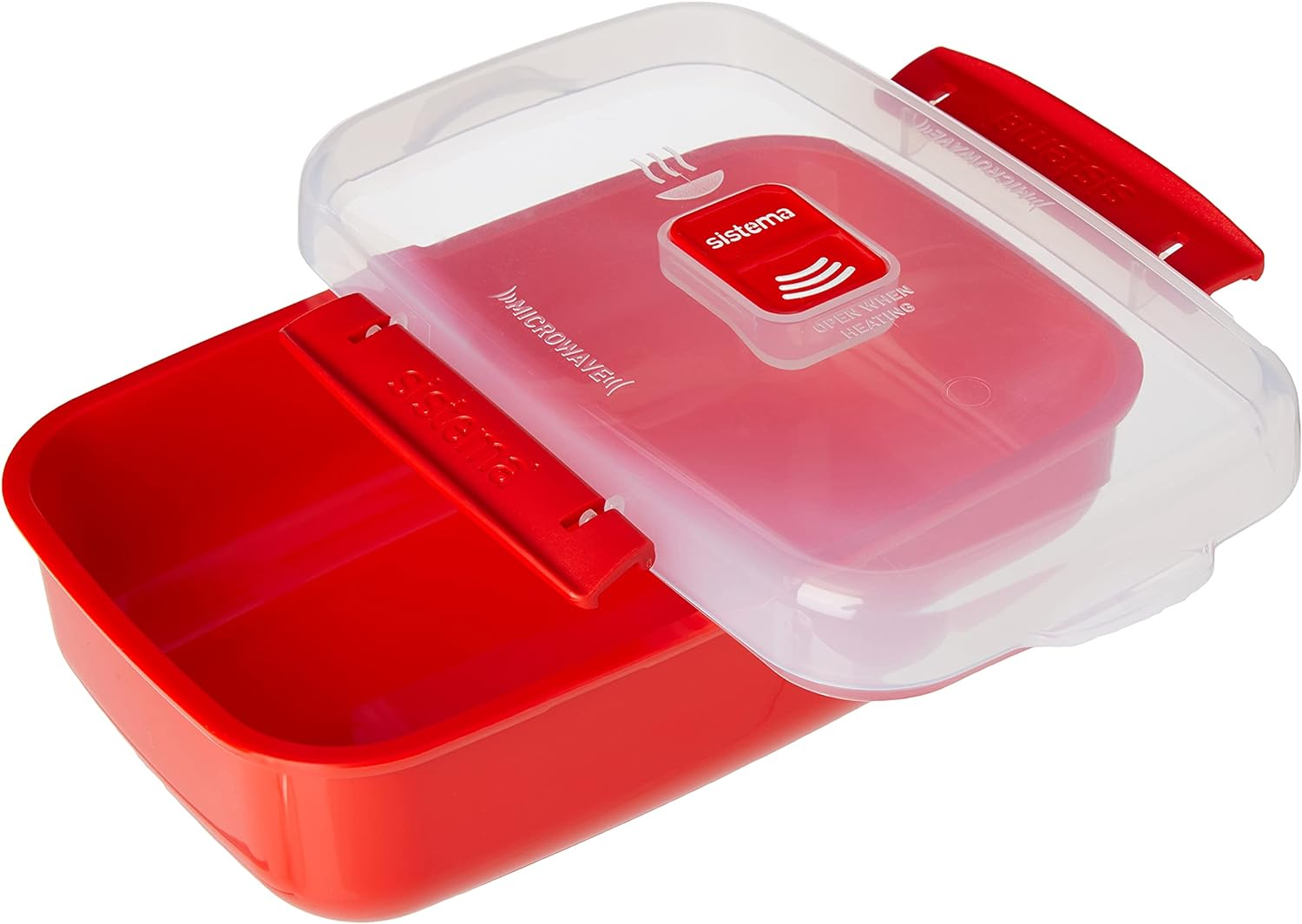 Sistema 82005 Heat and Eat Microwave Set 4 Rectangular Food Containers with Lids, Red, Clear(2X 1.25L and 2X 525Ml) image number 3