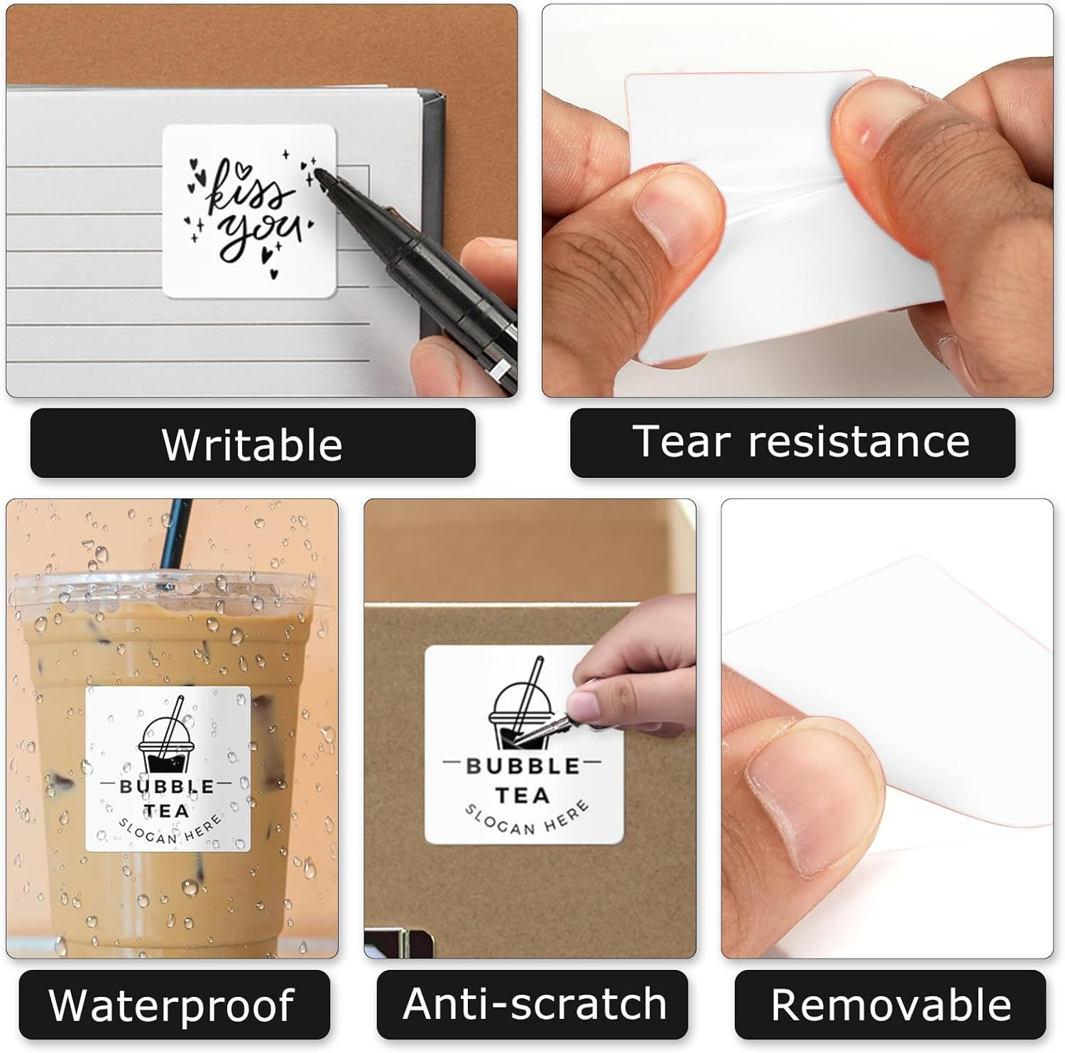 YIKIADA White Direct Thermal Labels Self-Adhesive 2 Inch X 2 Inch Rectangle Printer Stickers Waterproof Vinyl Decal Nametag for QR Code Adress Busineses & Warehouses 500 PCS per Roll - Brown image number 6