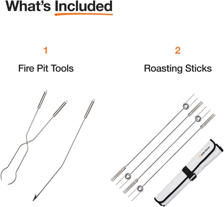 Solo Stove Roasting Sticks and Fire Pit Tools | Incl. 4X Sticks (91,5 Cm) with Protective Casing, Wood Grabber (81,5 Cm), Wood Poker (92,5 Cm), Stainless Steel, Fire Pit Accessories image number 5