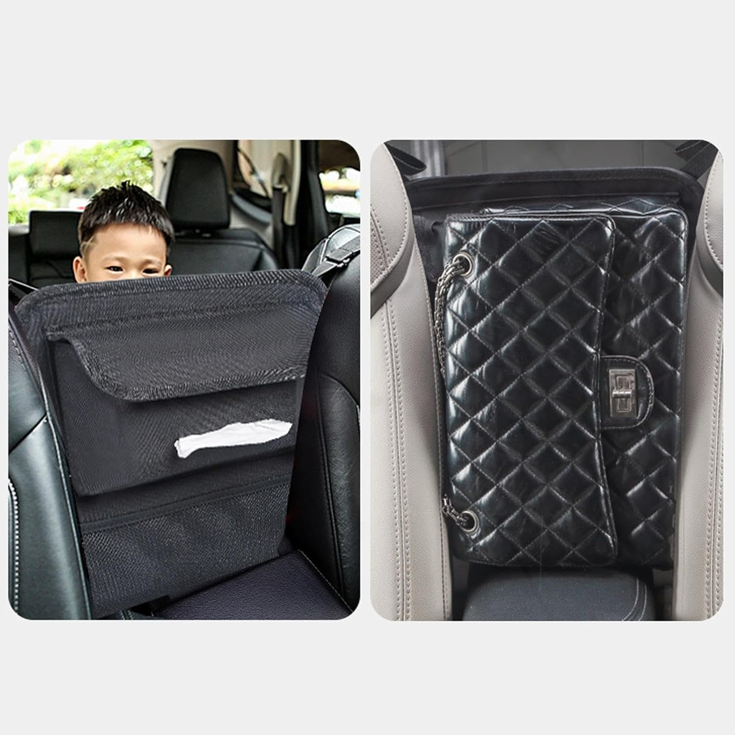 Car Purse Holder between Seats, Multi-Compartment Oxford Cloth Car Organizer - Large Capacity Multifunctional In-Between Seat Car Organizer for SUV, Truck image number 6