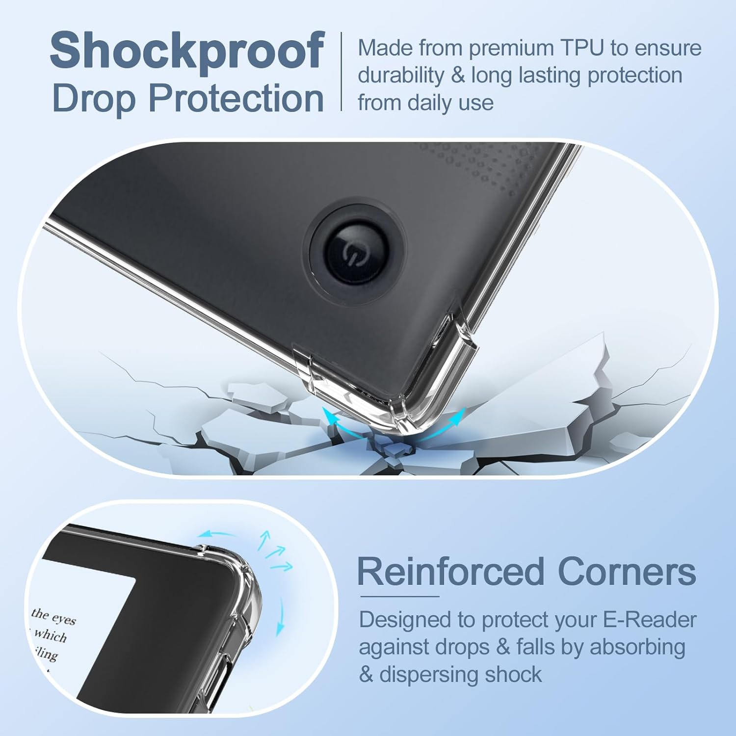 Caweet Clear Case for Kobo Libra Colour 7 Inch 2024 Release, Ultra Soft Flexible Transparent TPU Skin Bumper Back Cover Shell, Clear