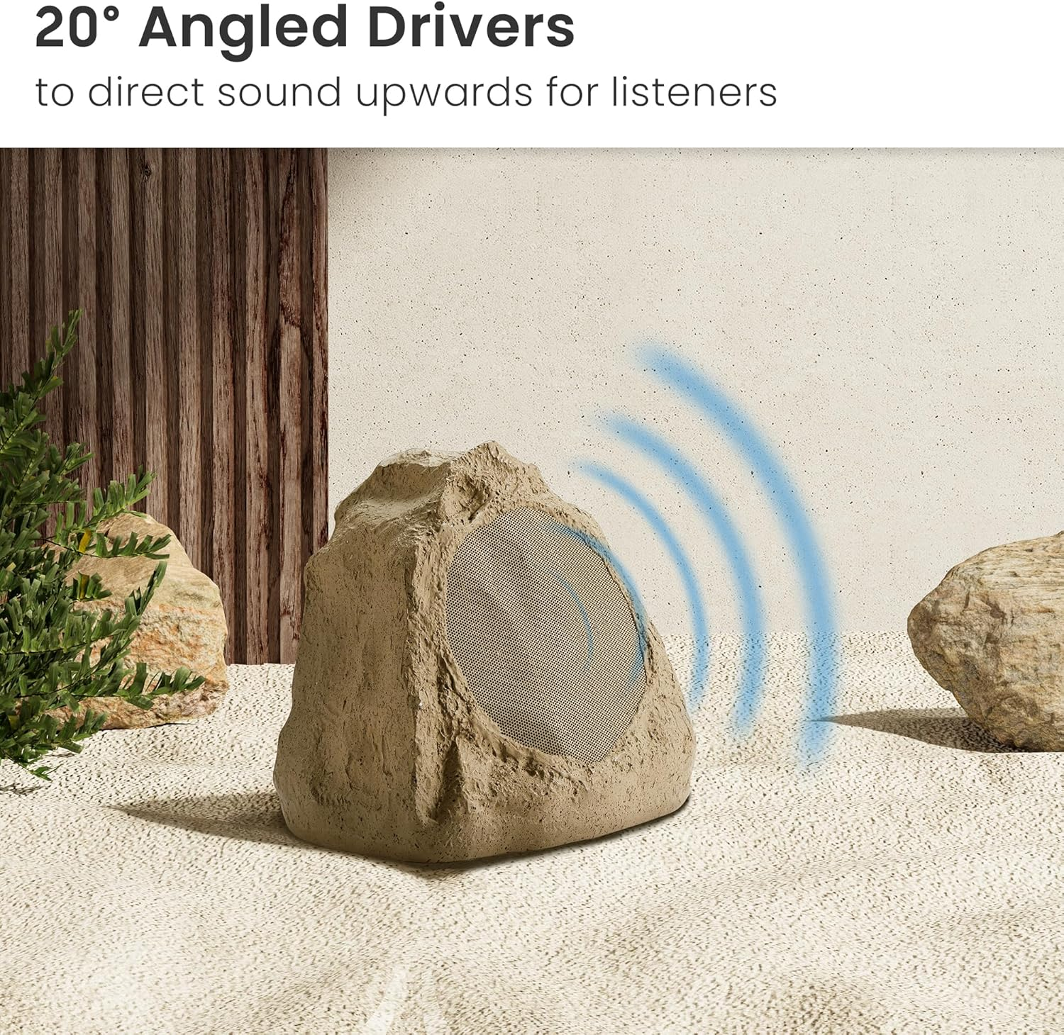 Theater Solutions 2R6S Outdoor Sandstone 6.5" Rock 2 Speaker Set for Deck Pool Spa Yard Garden image number 1