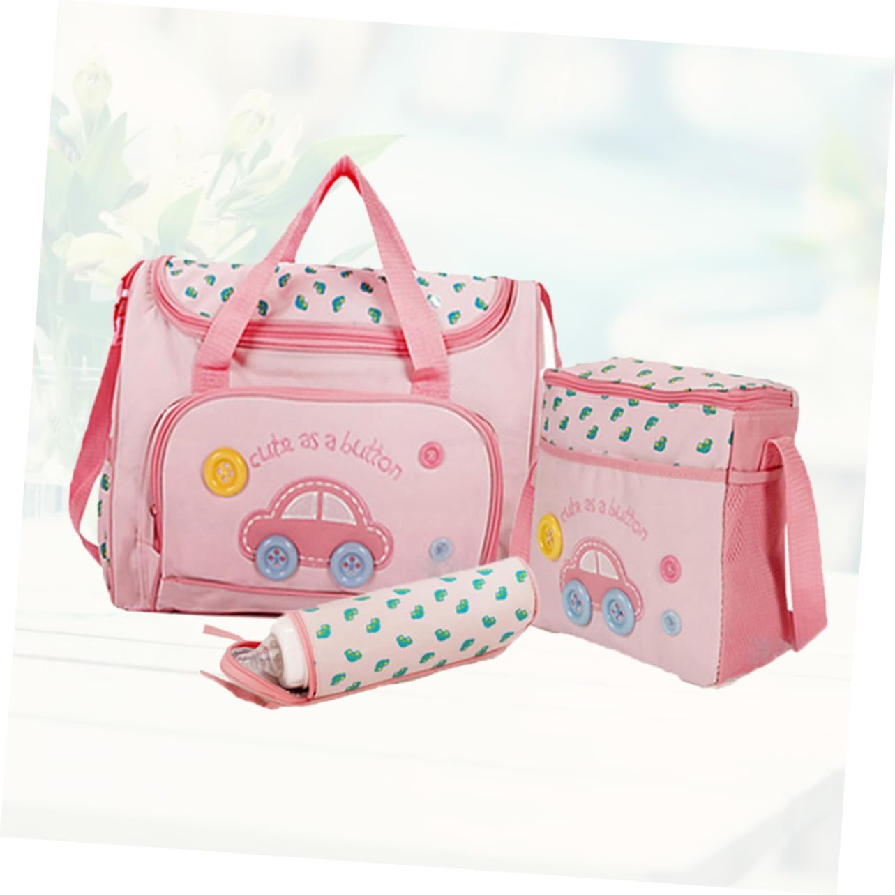 Vaguelly Multi-Function Diaper Bag Large Travel Tote Feeding Bottle Changing Pad Car Pattern image number 6