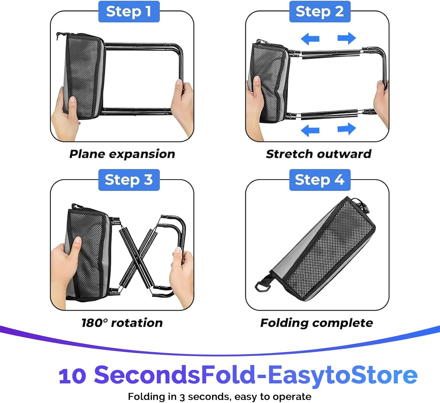 Ultralight Folding Camping Stool with Storage Bag &ndash; Portable Compact Travel Chair, Lightweight Handbag-Style Outdoor Seat for Hiking, Fishing, Beach, BBQ, Garden, and Camping &ndash; Grey