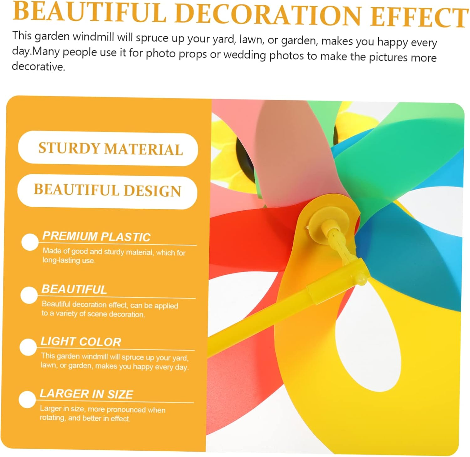 SUPVOX 2Pcs Easy to Use Outdoor Windmill Decor Large Pinwheel for Garden Yard Lawn Solar Decor Wind Spinners image number 2